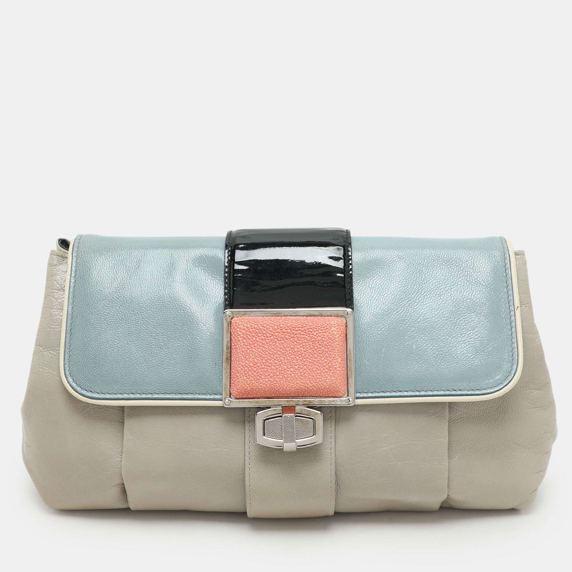 

Balenciaga Multicolor Leather and Stingray Cherche Clutch