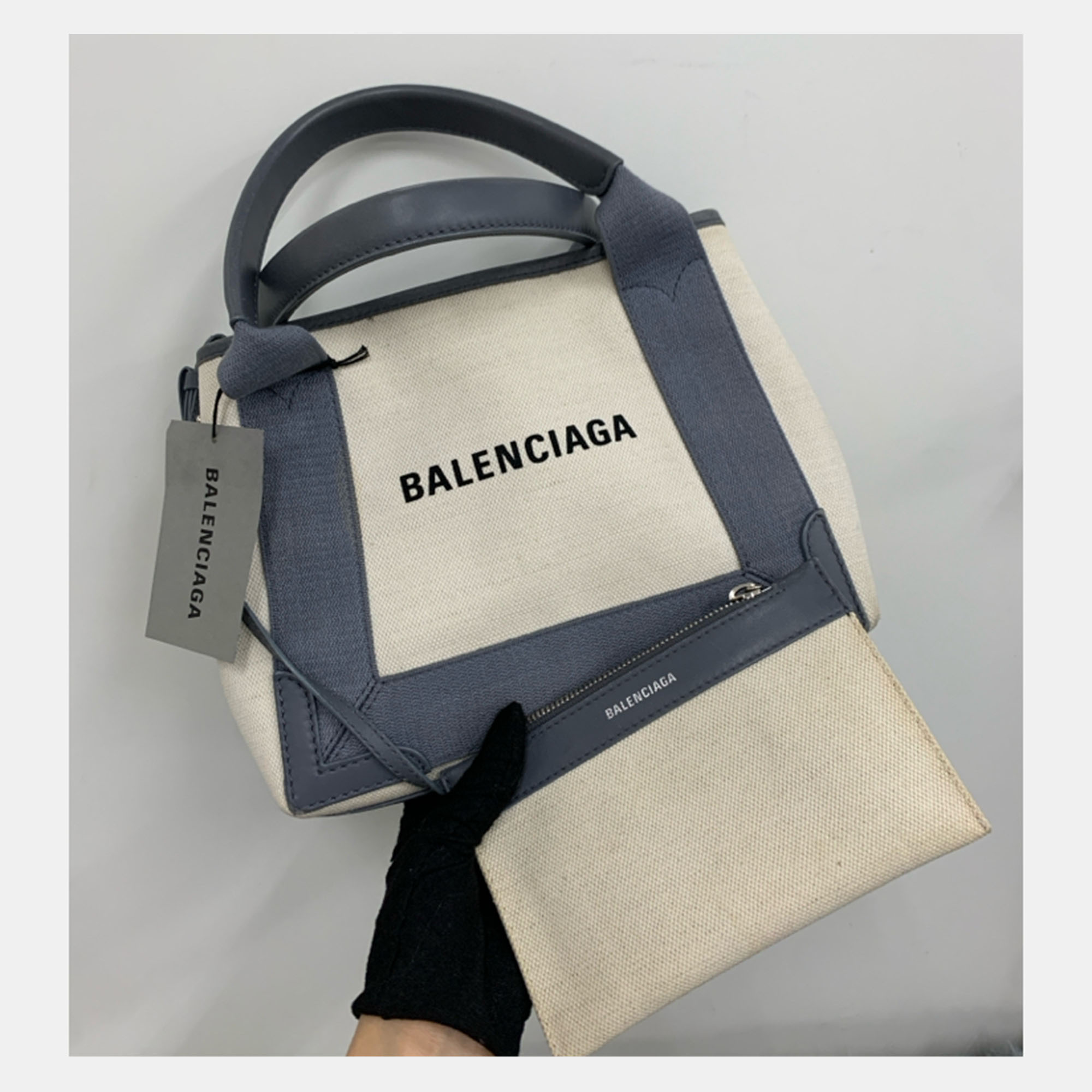 

Balenciaga Canvas Small Cabas Canvas Handle W/Pouch, Blue