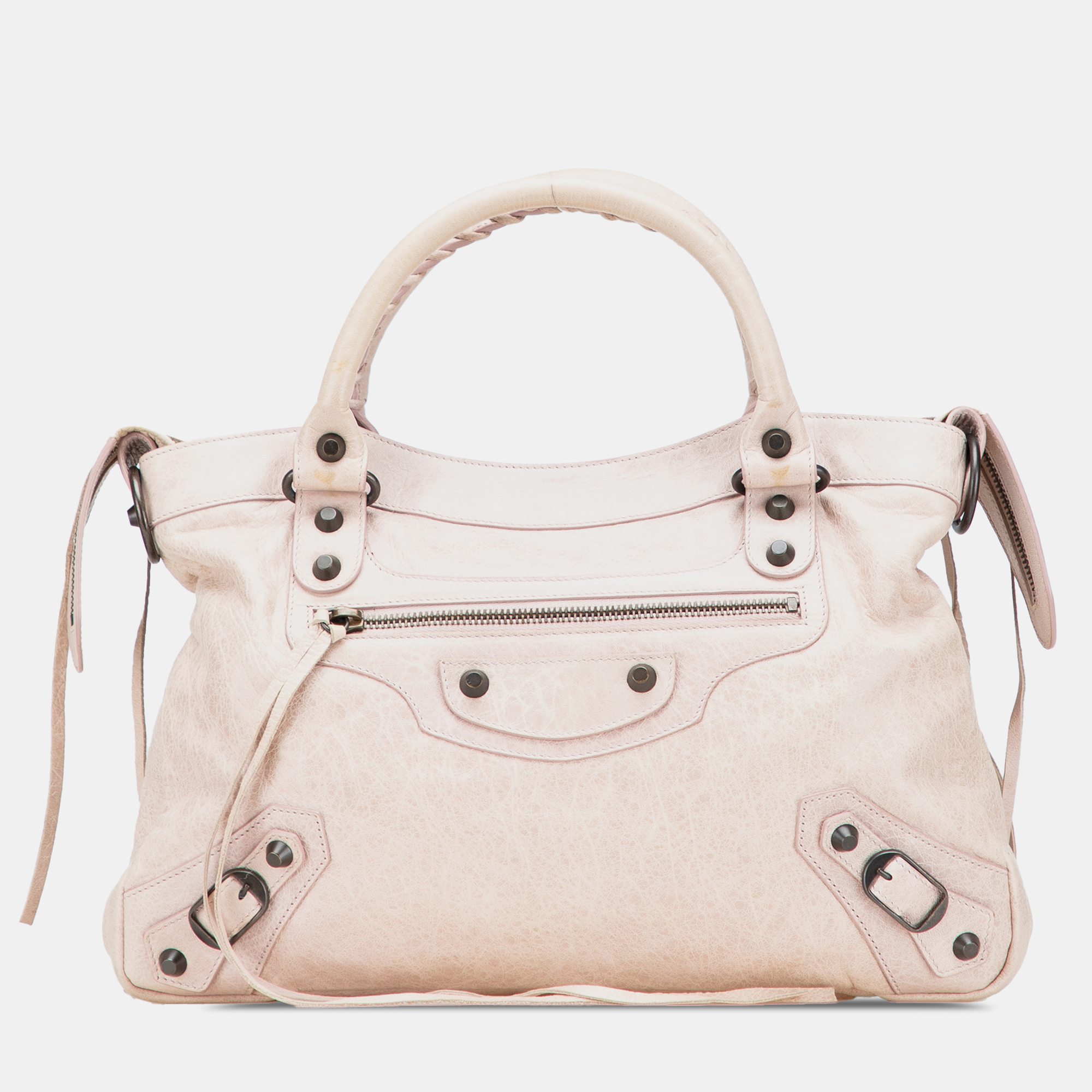

Balenciaga White Lambskin Motocross Classic Town Satchel