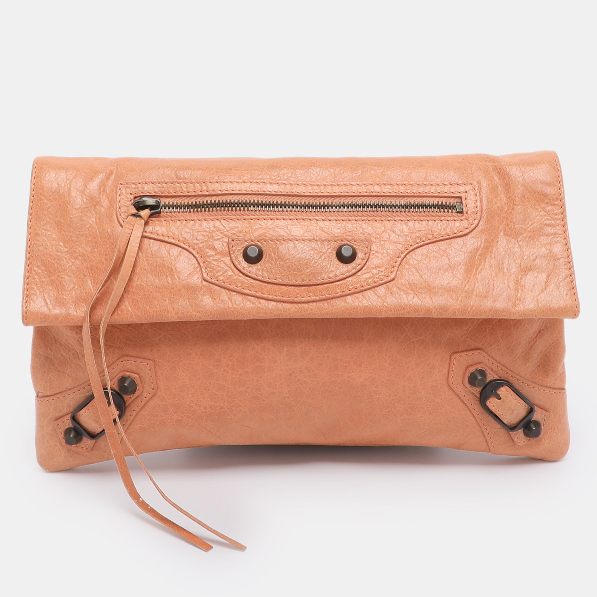 

Balenciaga Rose Blush Leather Classic Envelope Clutch, Pink