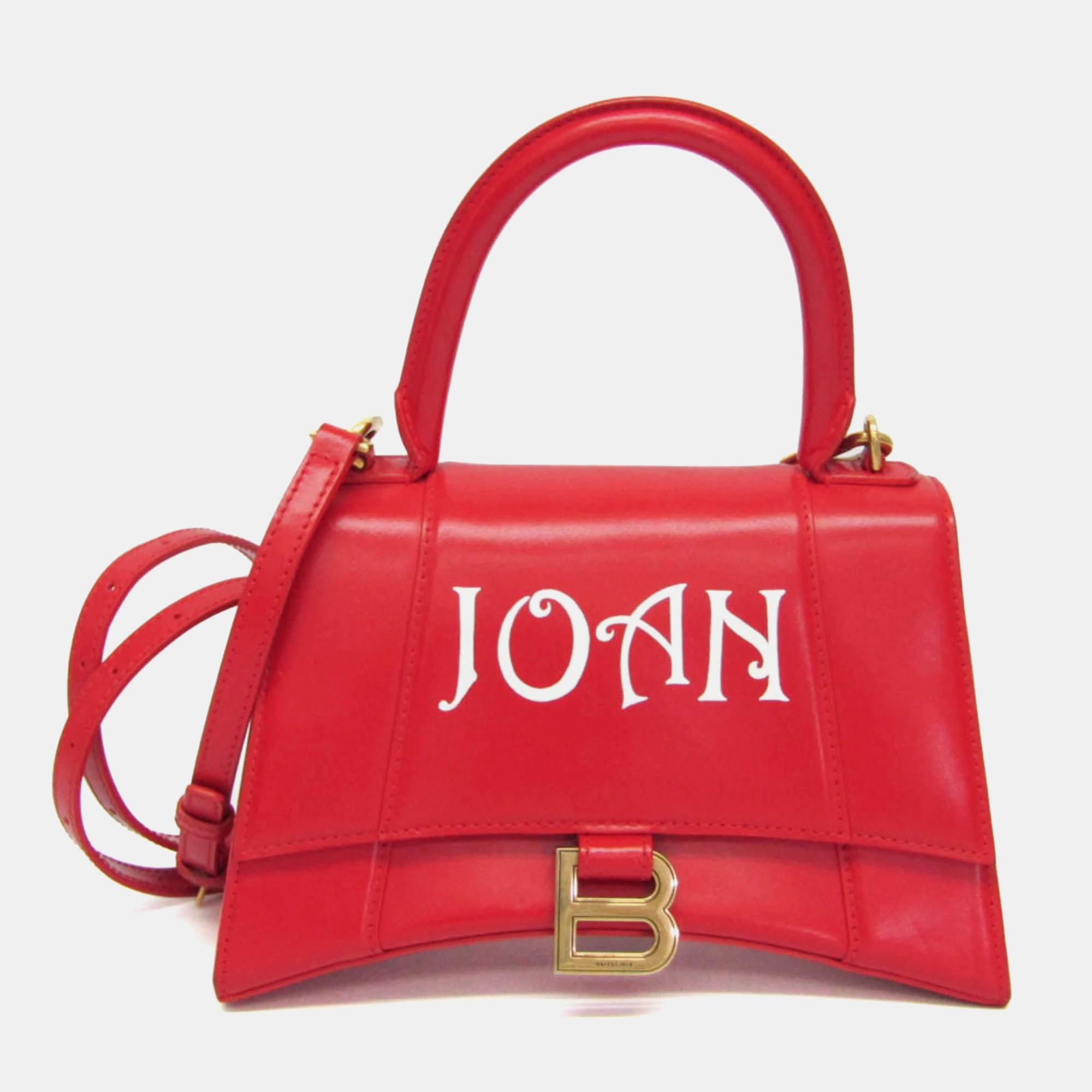 

Balenciaga Hour Glass Leather Handbag Shoulder Bag Red Color
