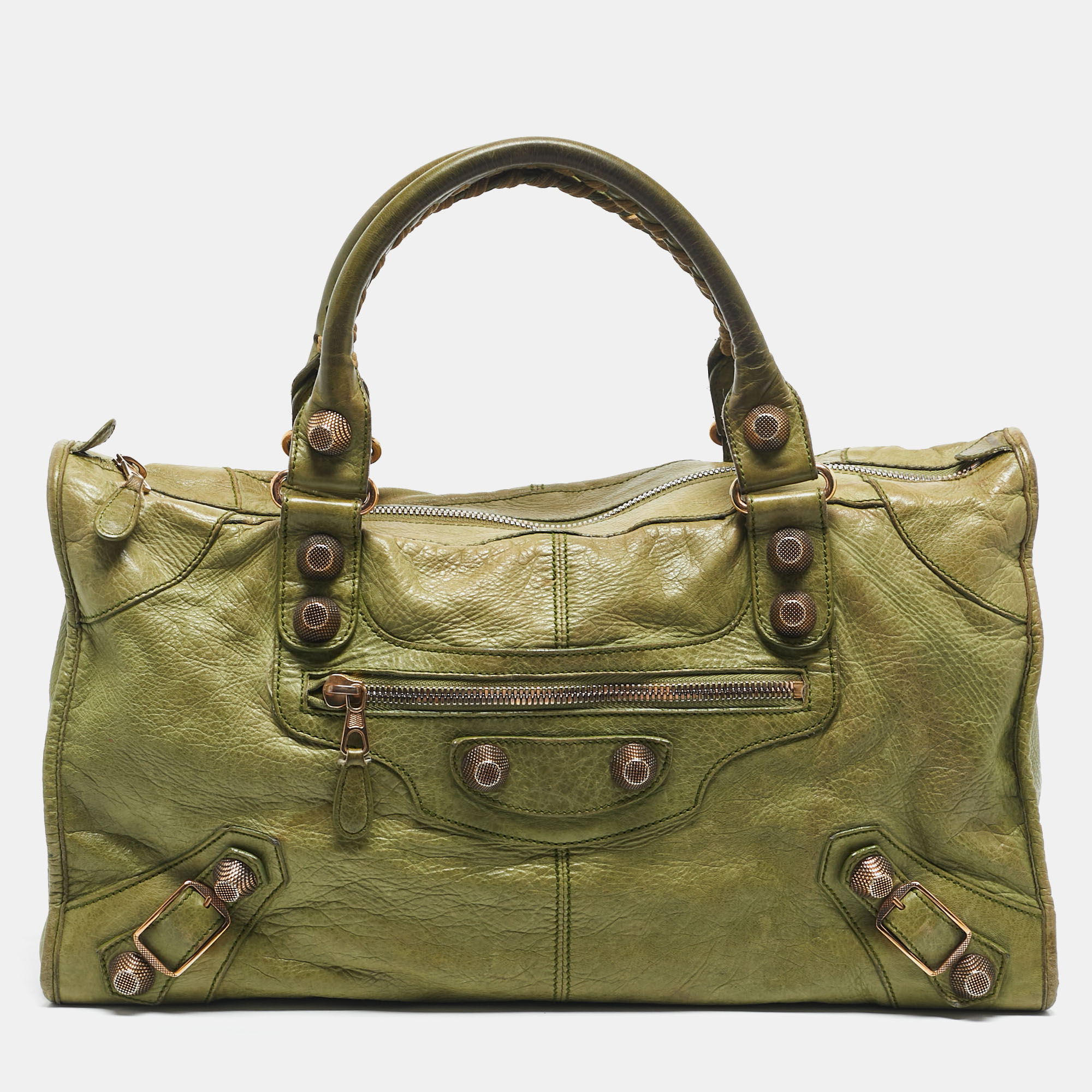 

Balenciaga Kiwi Green Leather GGH Work Tote