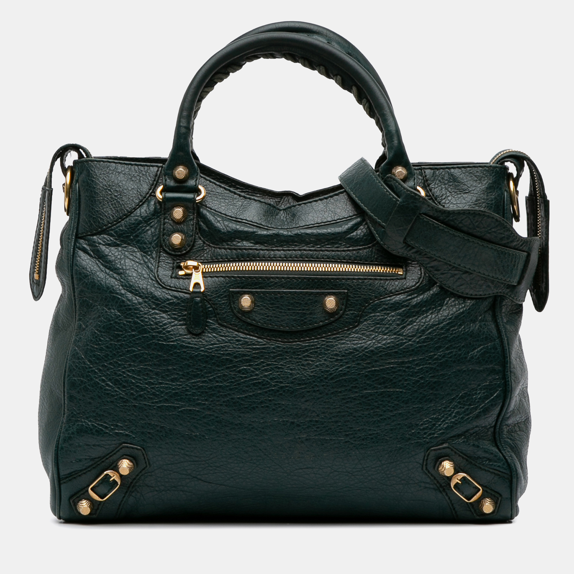 

Balenciaga Green Lambskin Motocross Velo Giant 12 Satchel