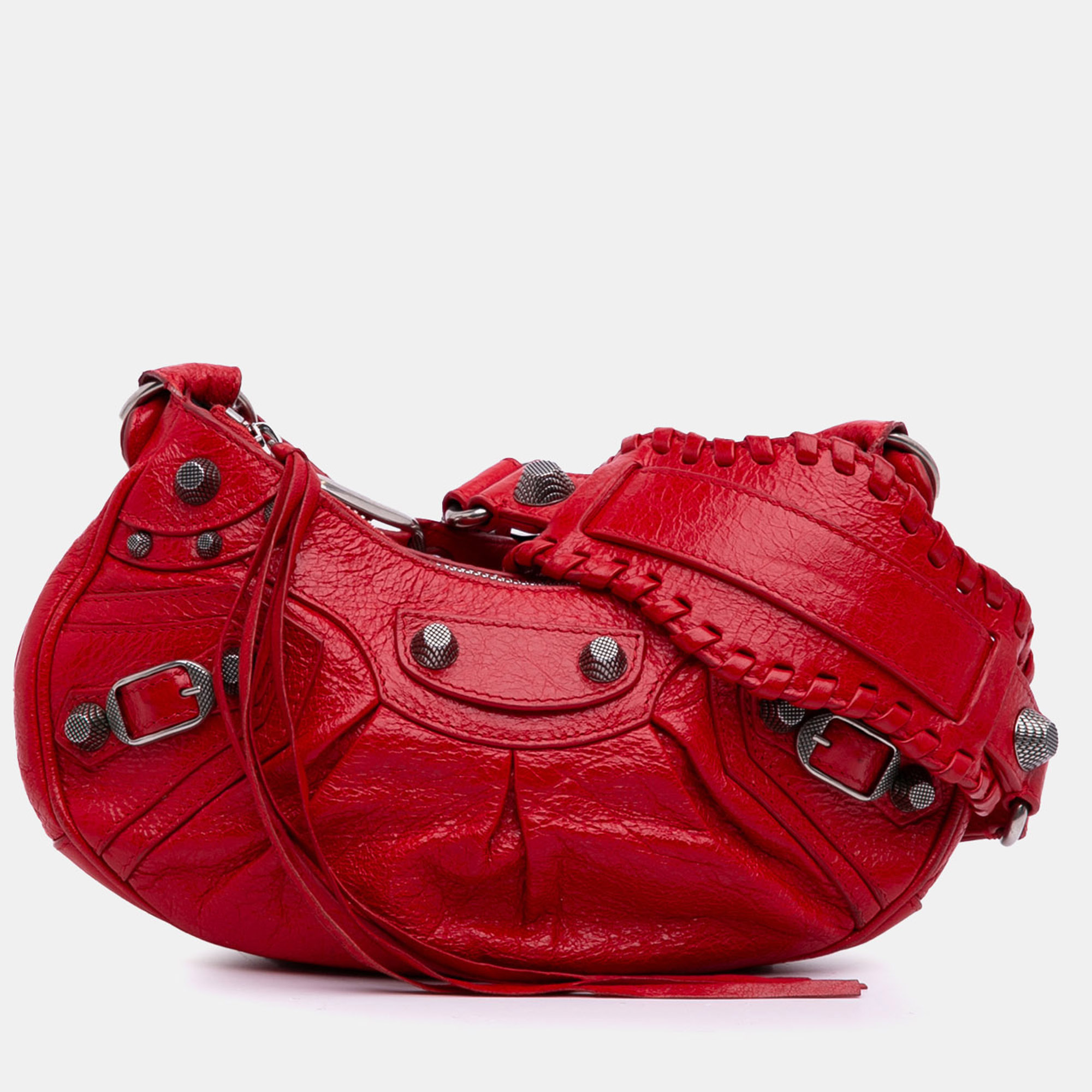 

Balenciaga Red Lambskin Motocross Le Cagole  Bag