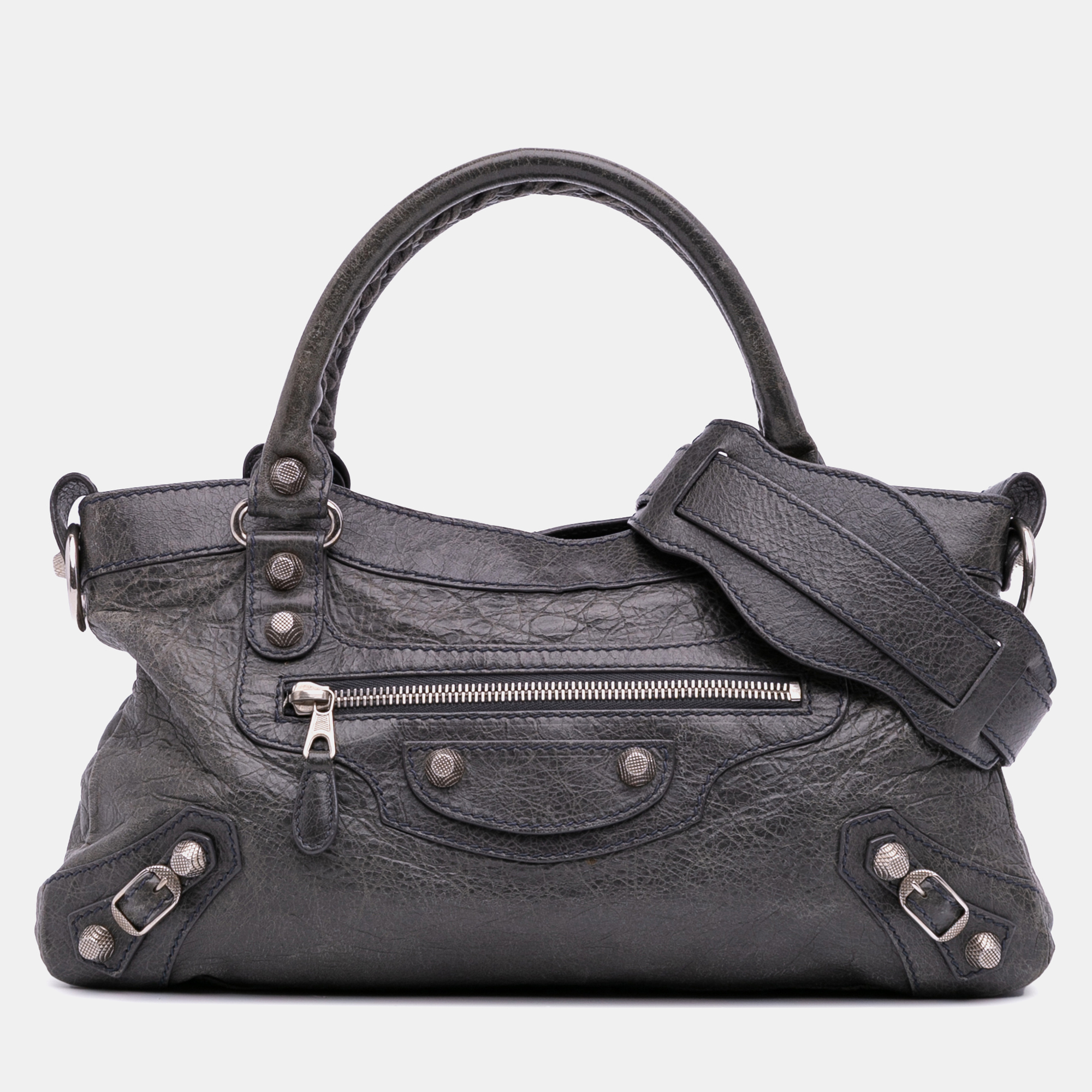 

Balenciaga Grey Lambskin Motocross Classic First Giant 12 Satchel