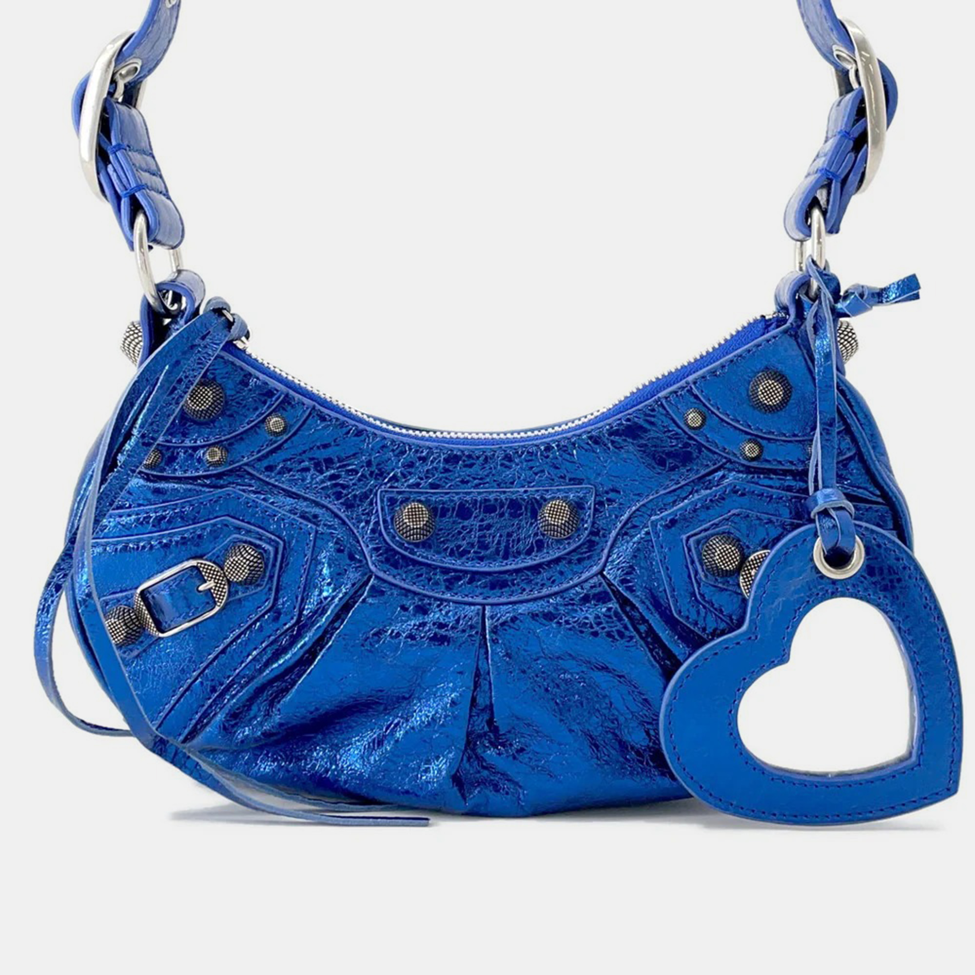 

Balenciaga Luca Goal  Metallic Blue Leather Shoulder Bag