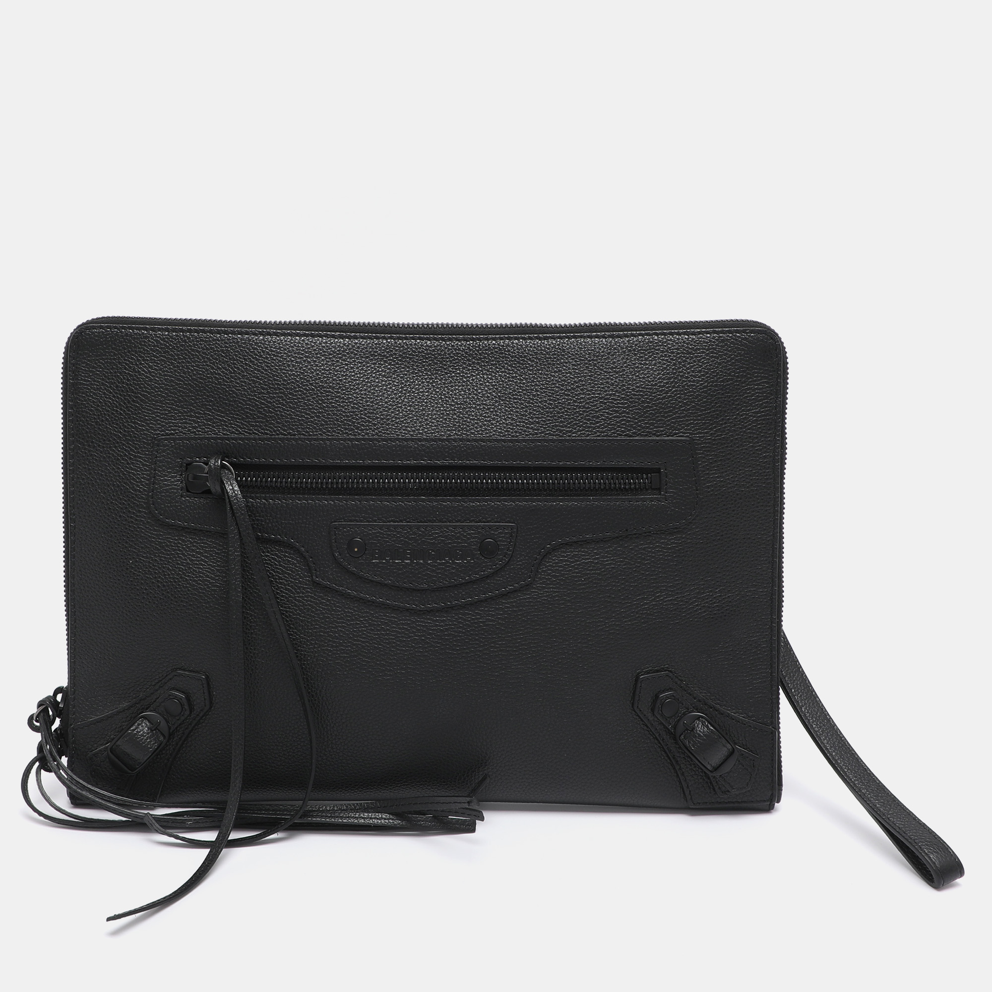 Pre-owned Balenciaga Black Leather Neo Pouch Clutch