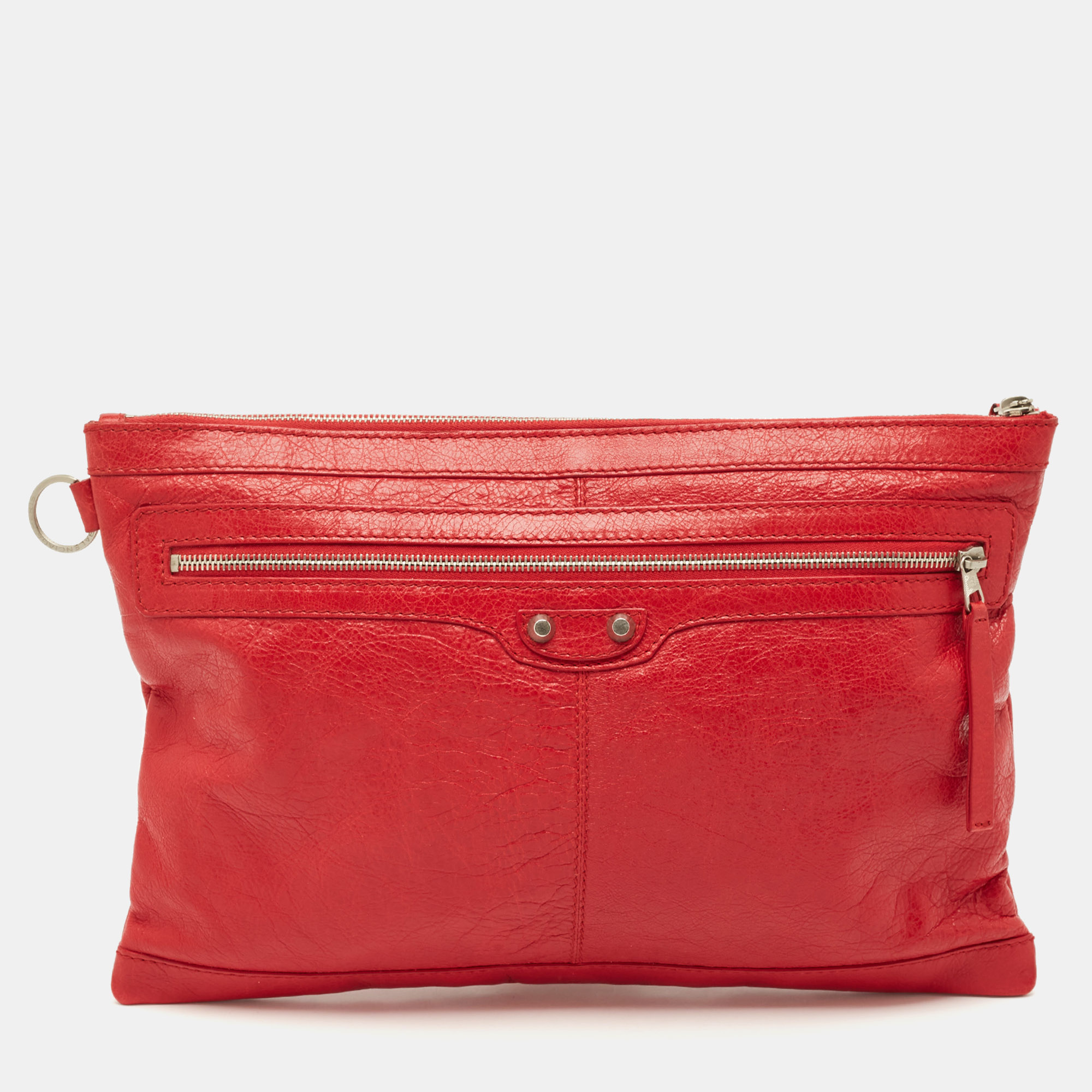 Pre-owned Balenciaga Red Leather Clip L Clutch