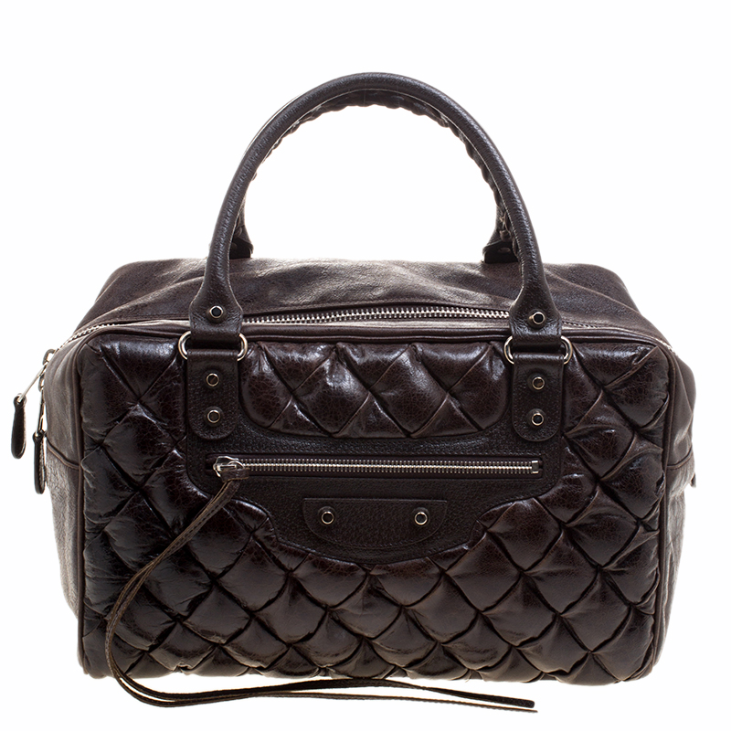 Pre Owned Balenciaga Charbon Matelasse Leather MM Bag