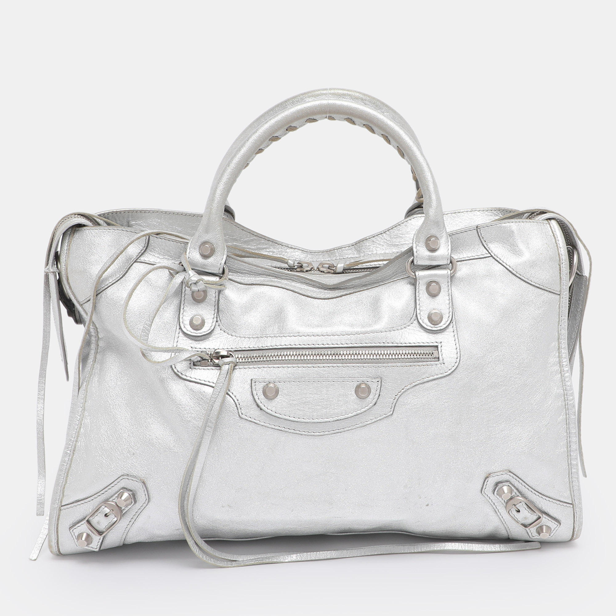 

Balenciaga Silver Leather RH Classic City Bag