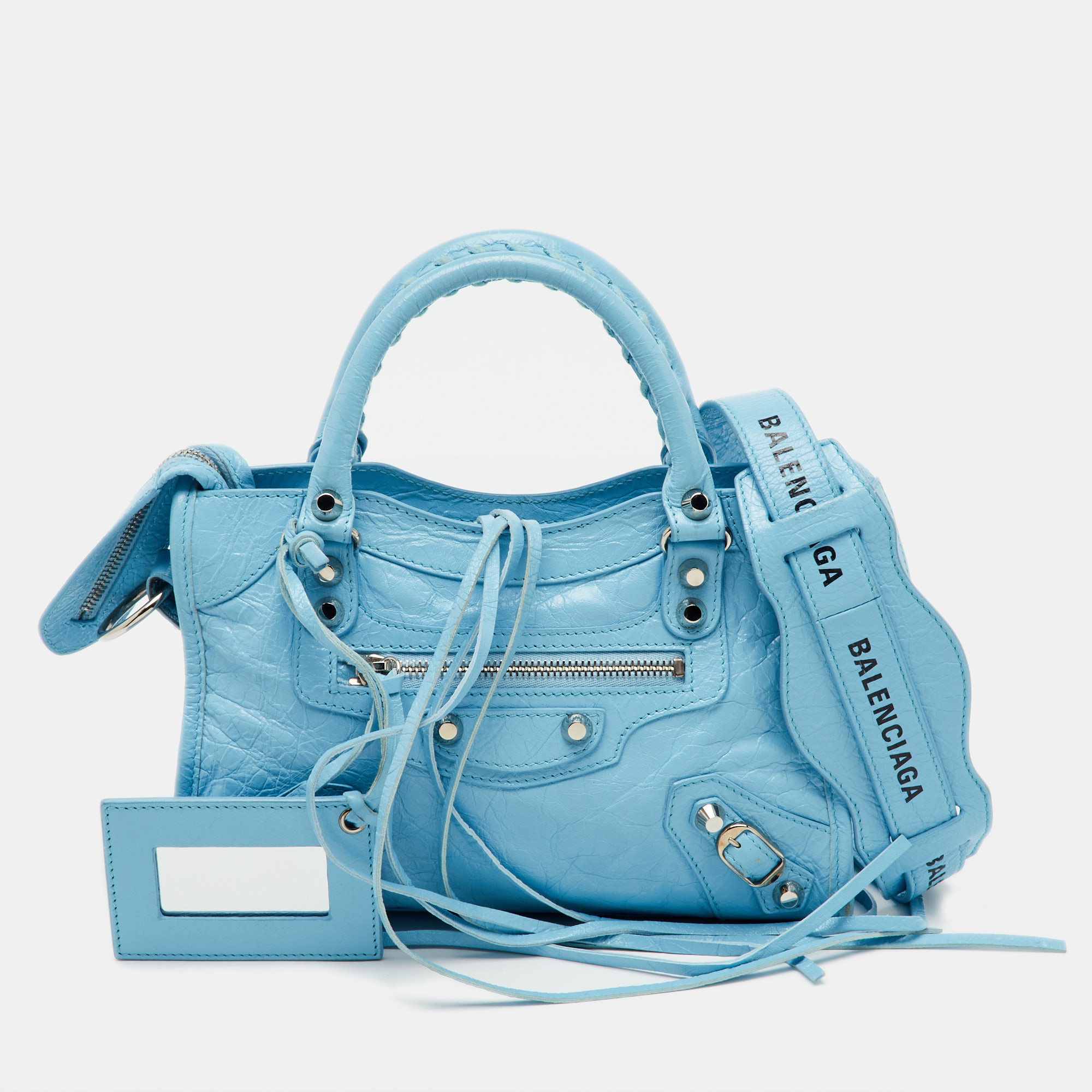

Balenciaga Blue Leather Mini City Bag