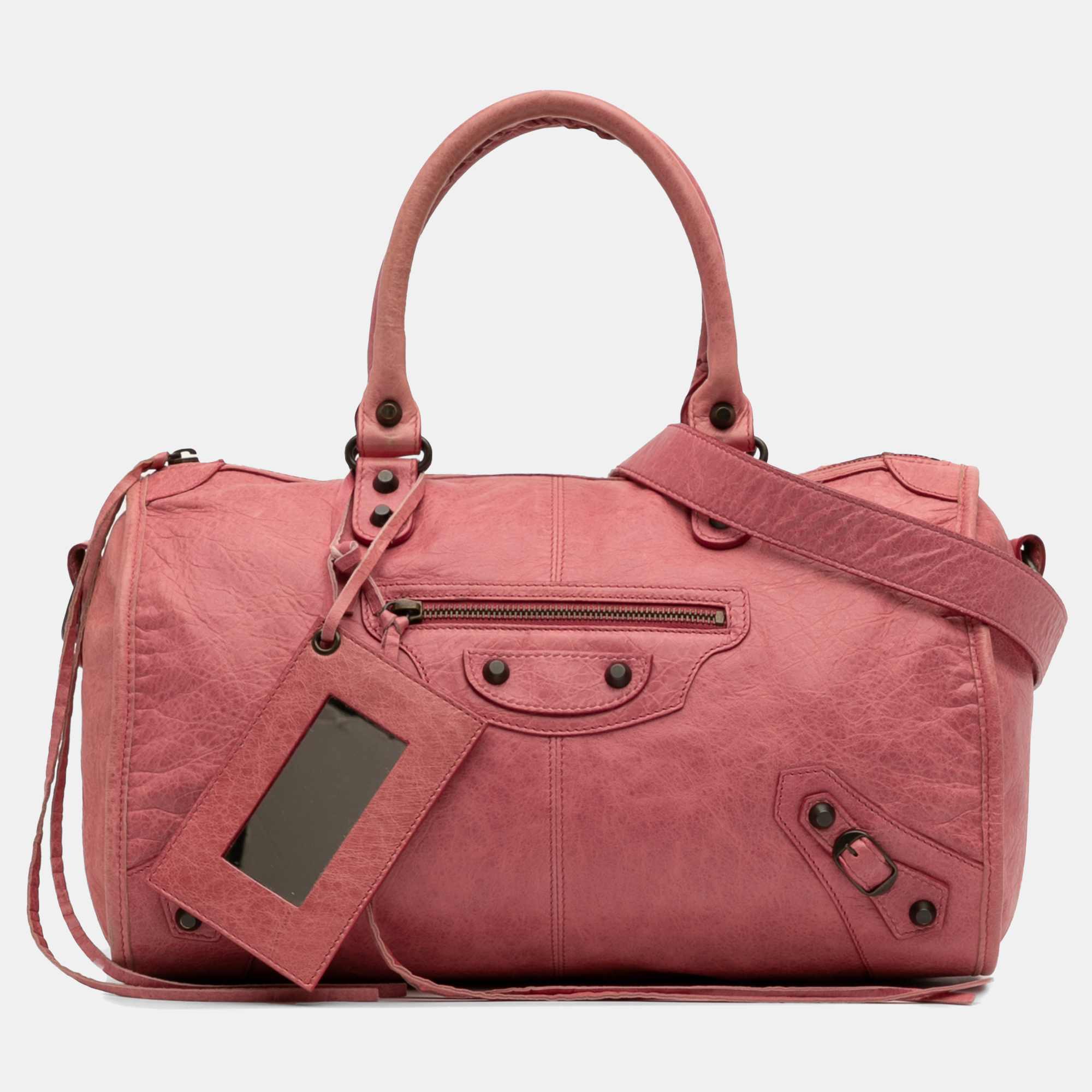 

Balenciaga Pink Maxi Lambskin Motocross Twiggy Satchel