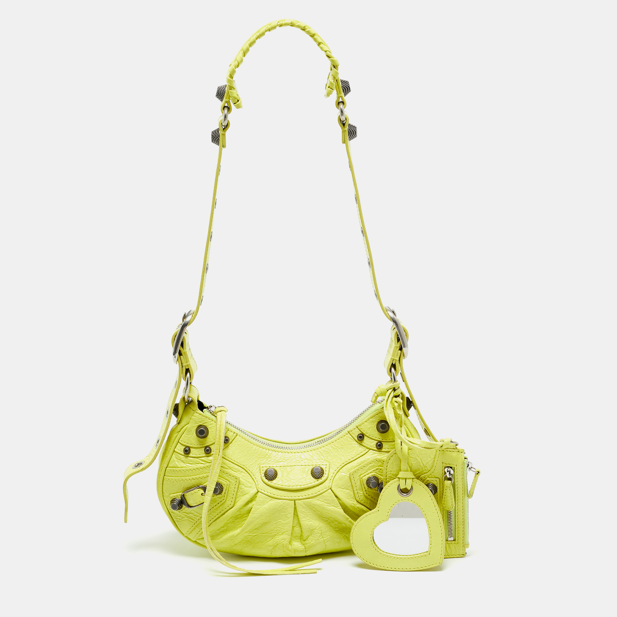 

Balenciaga Neon Green Leather  Le Cagole Shoulder Bag