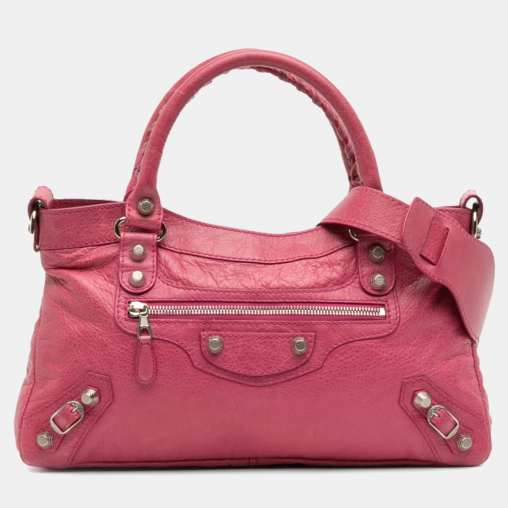 

Balenciaga Pink Lambskin Motocross Giant 12 First Satchel