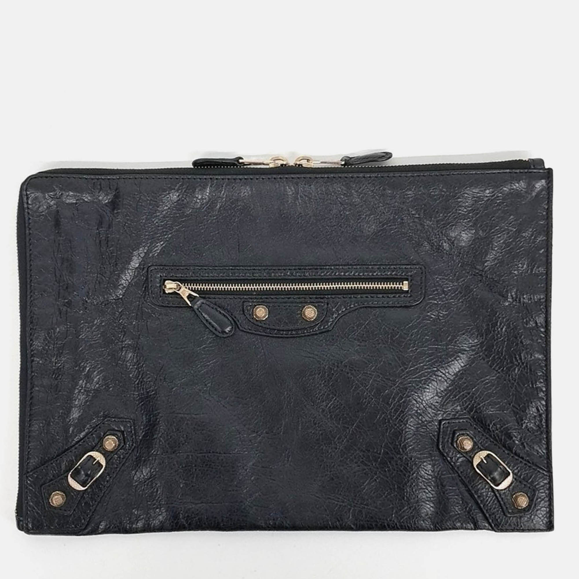 

Balenciaga Black Leather New Giant Clutch