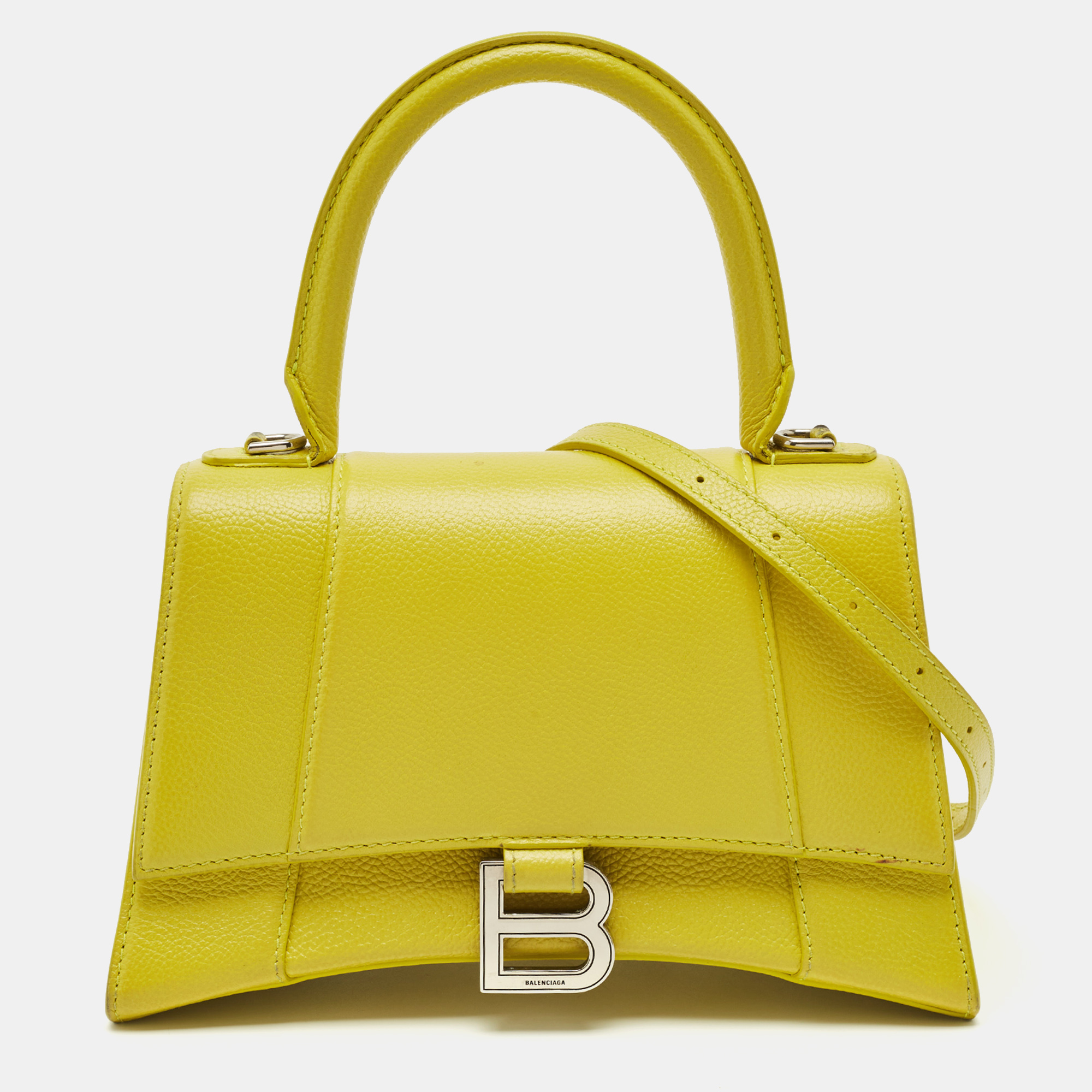 

Balenciaga Yellow Leather  Hourglass Top Handle Bag