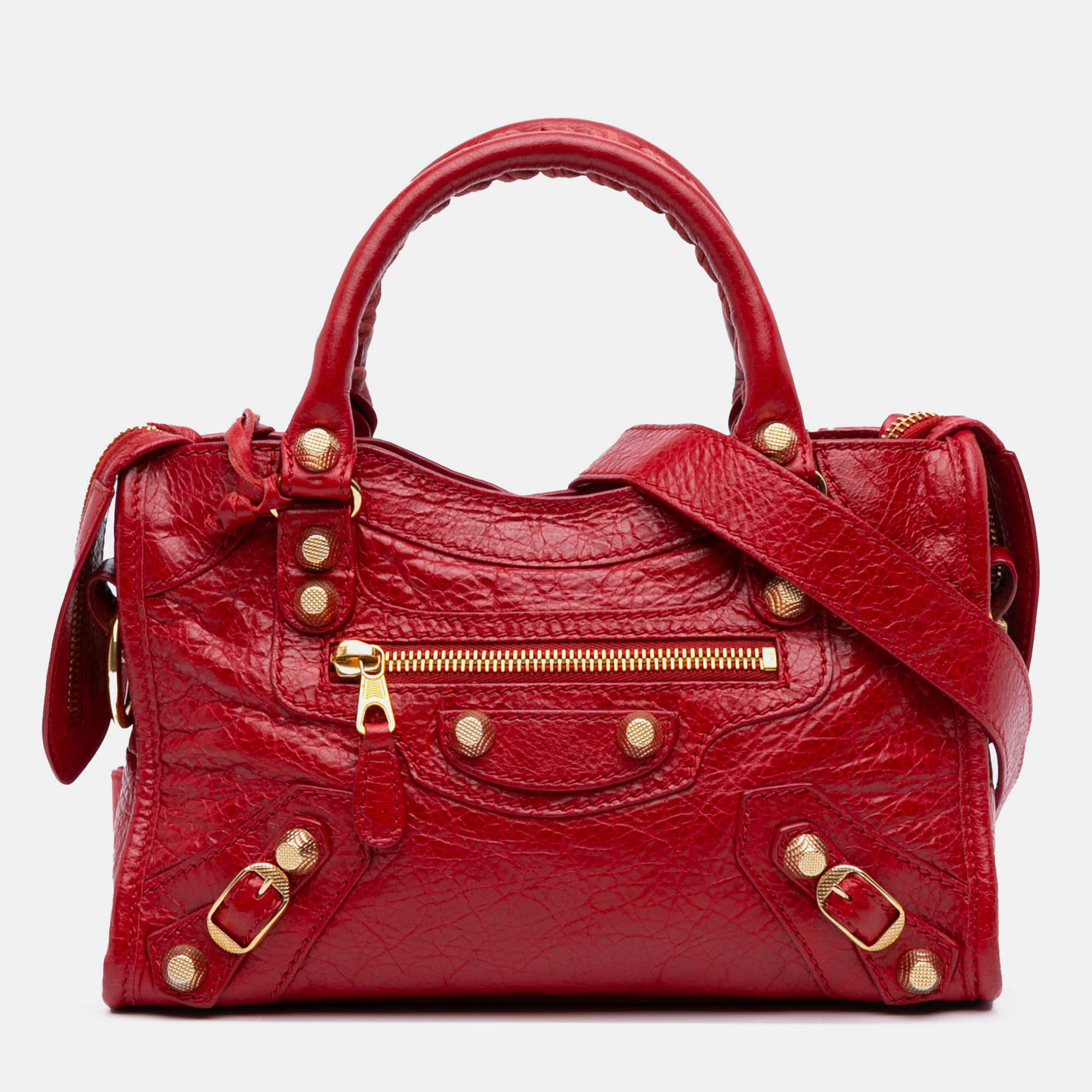 

Balenciaga Red Mini Lambskin Motocross Giant 21 City Satchel