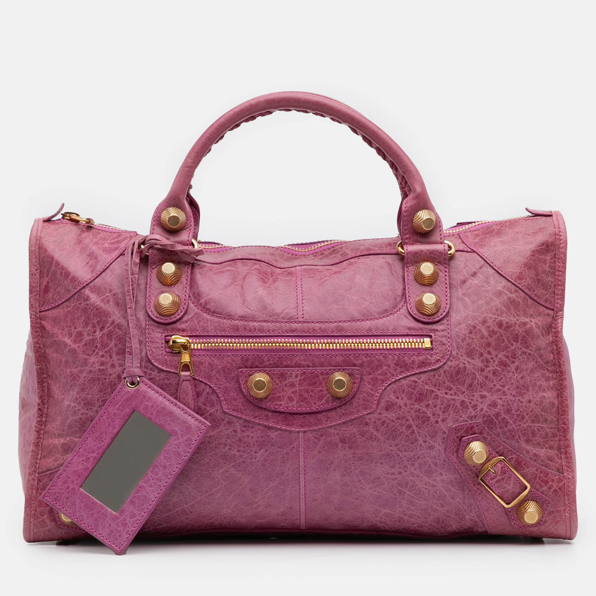 

Balenciaga Pink Lambskin Motocross Giant 21 Work Satchel