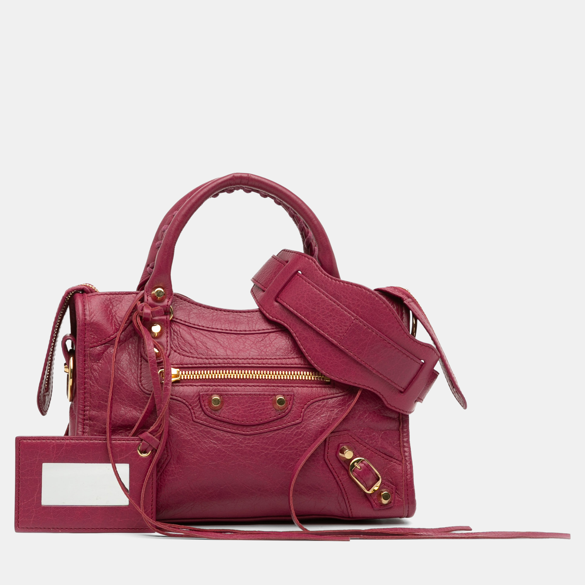 

Balenciaga Pink Mini Lambskin Motocross Classic City Satchel