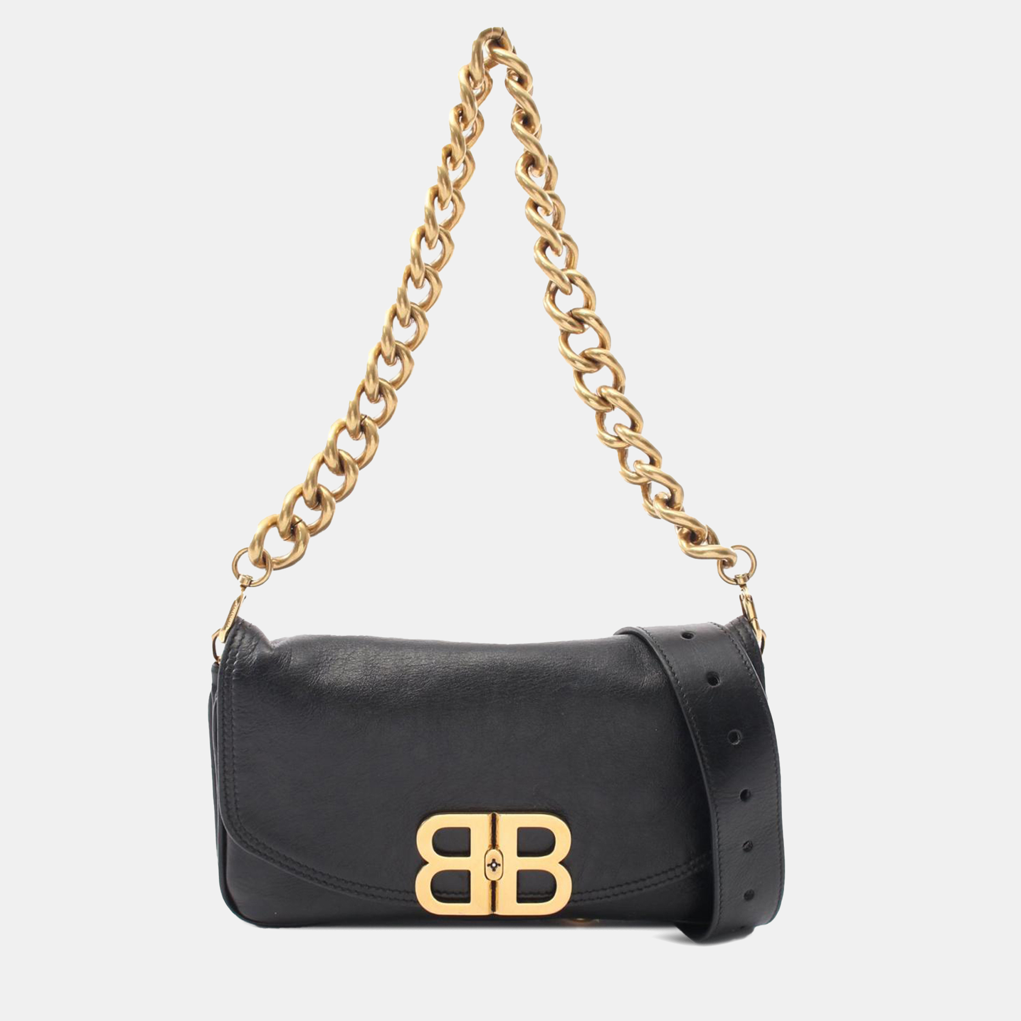 

Balenciaga Black Small Leather BB Soft Flap Satchel