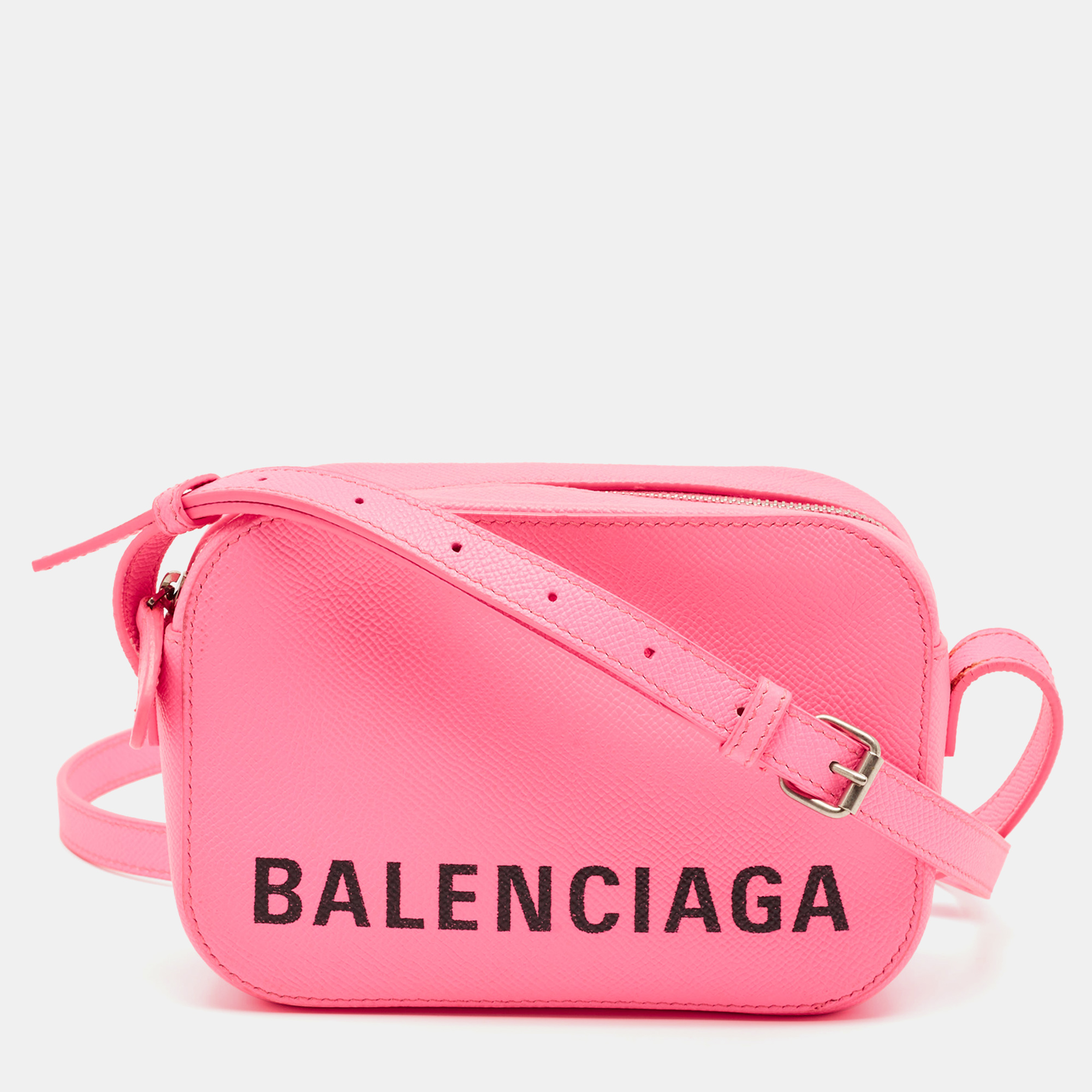 

Balenciaga Neon Pink Leather  Ville Camera Bag