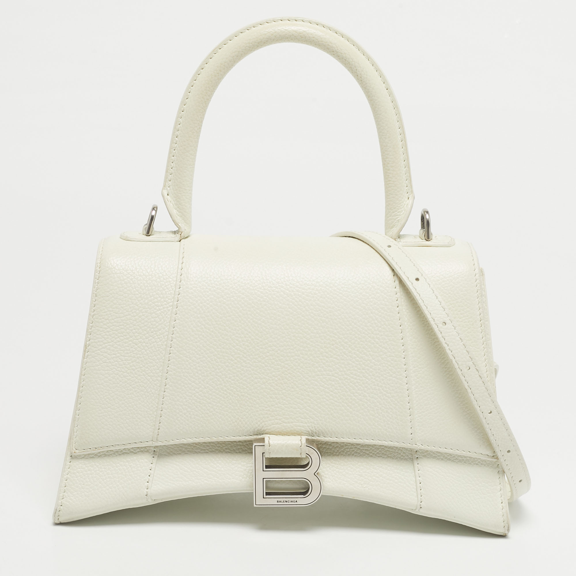 

Balenciaga White Leather Small Hourglass Top Handle Bag