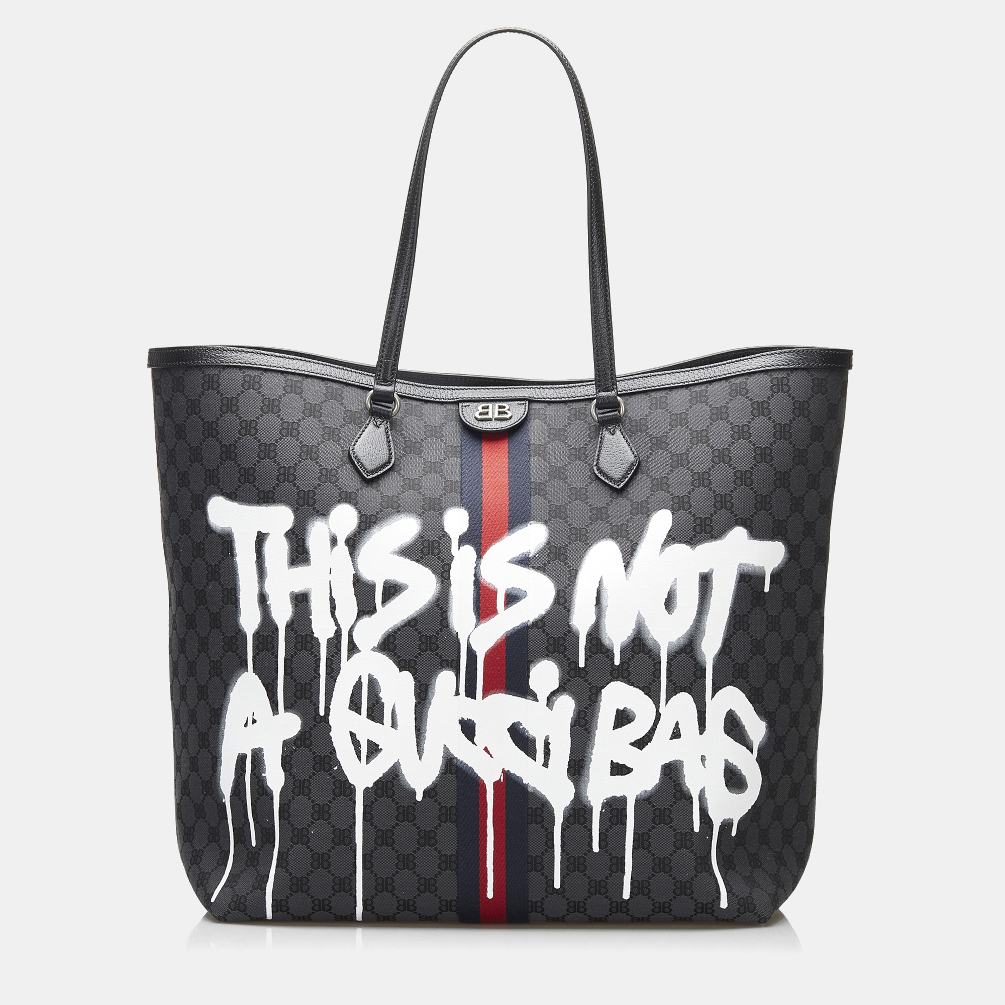 Pre-owned Balenciaga Black The Hacker Project Graffiti Bb Supreme Tote