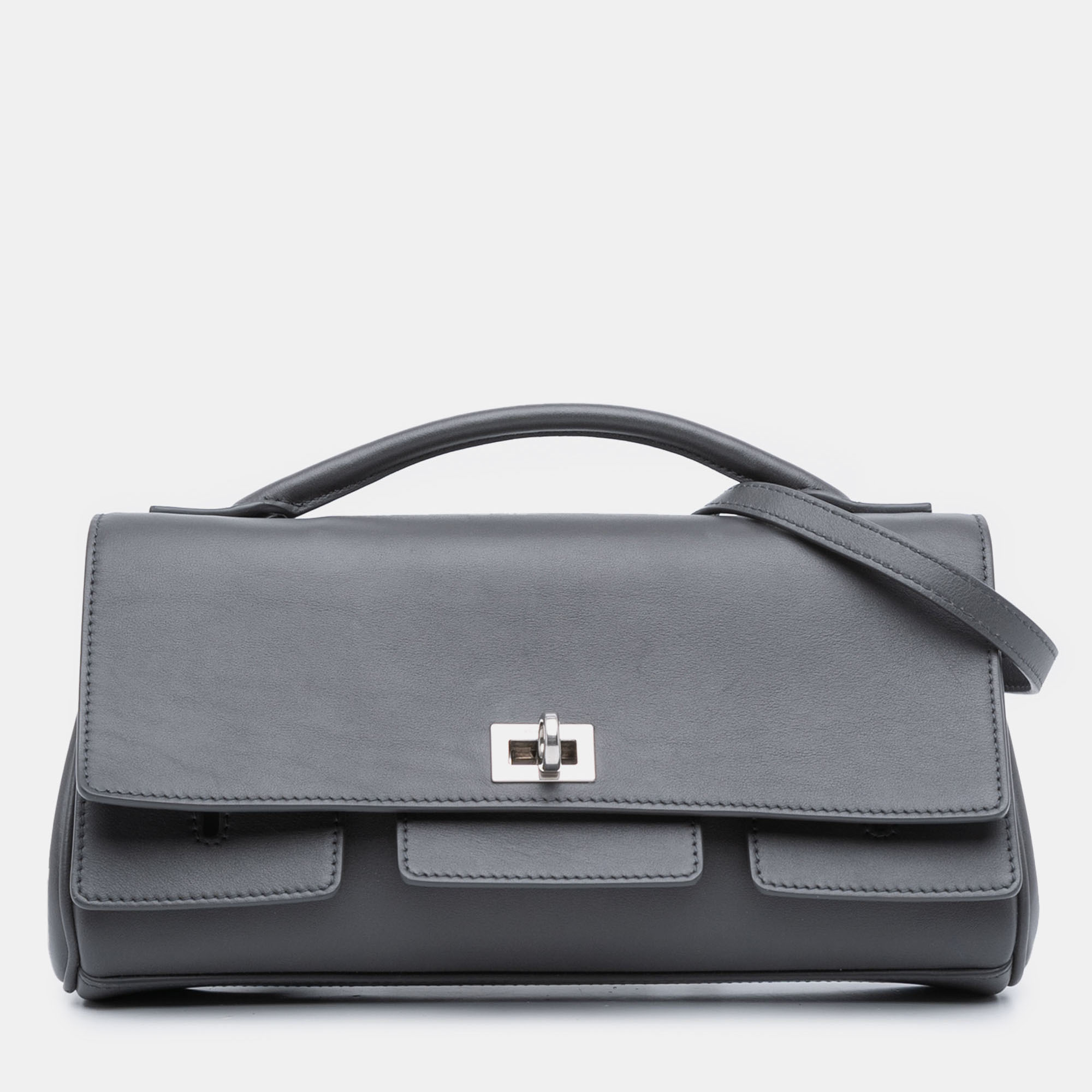 

Balenciaga Grey Small Smooth Calfskin Bel Air Clutch On Strap