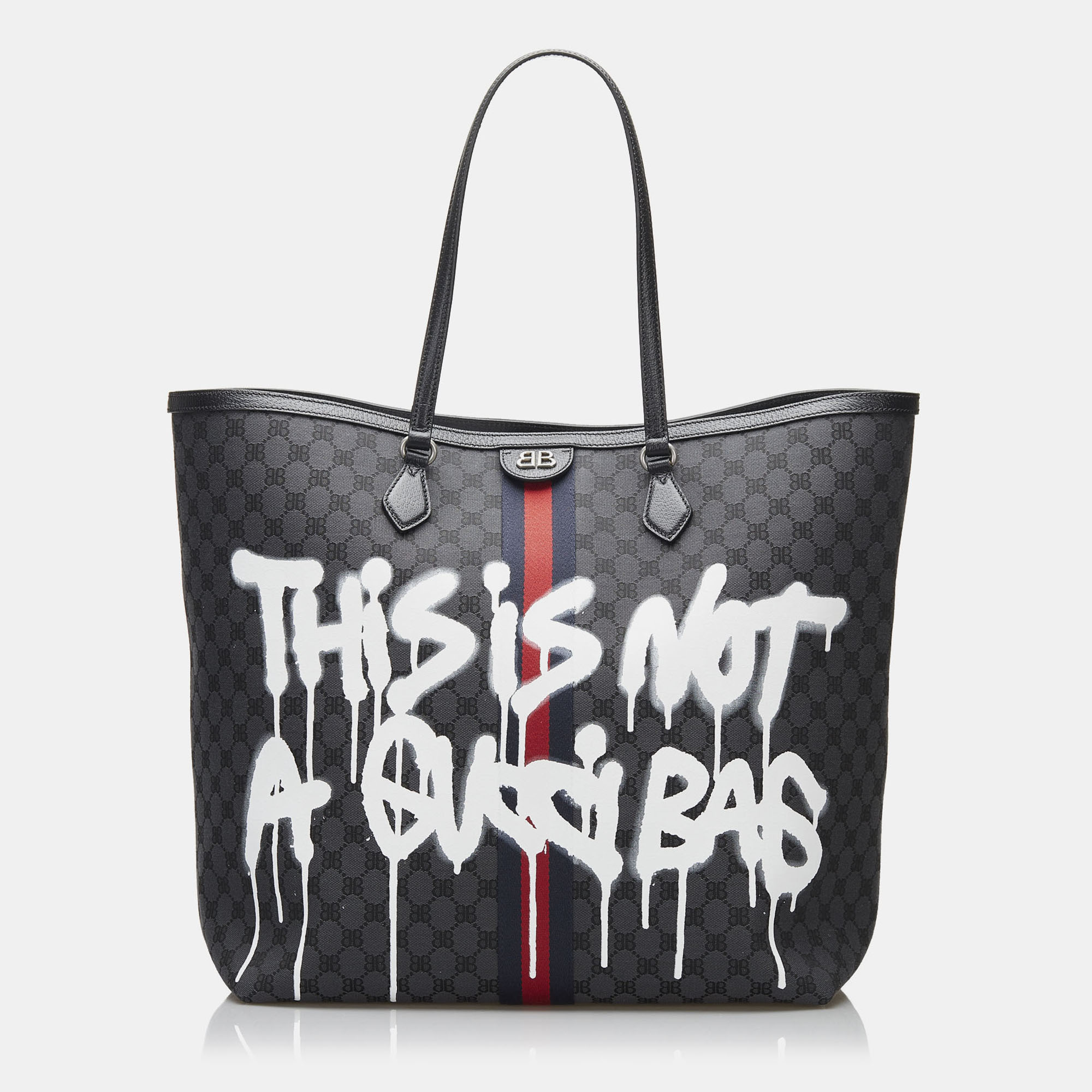 Pre-owned Balenciaga Black The Hacker Project Graffiti Bb Supreme Tote