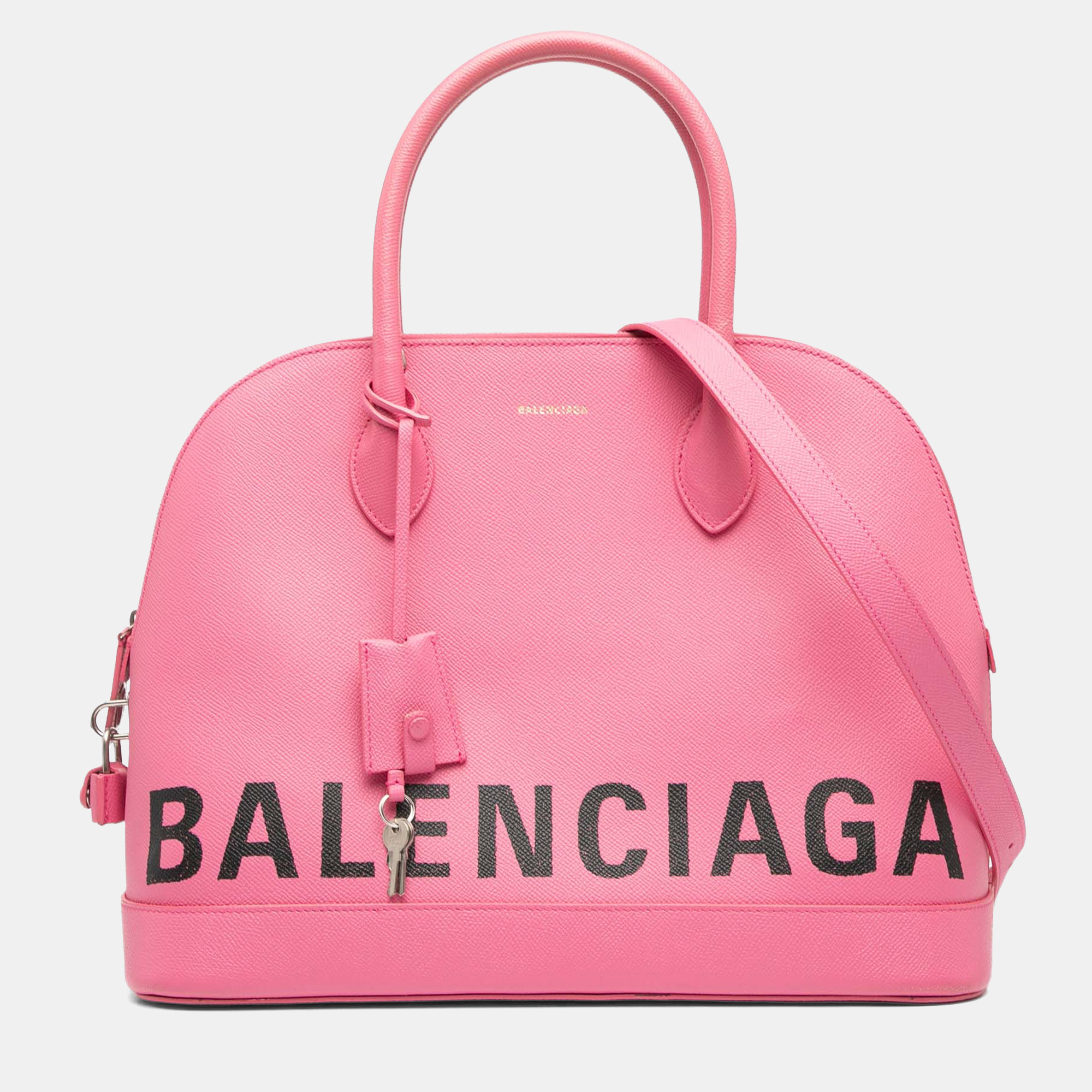 

Balenciaga Pink  Grained Calfskin Logo Ville Top Handle Bag
