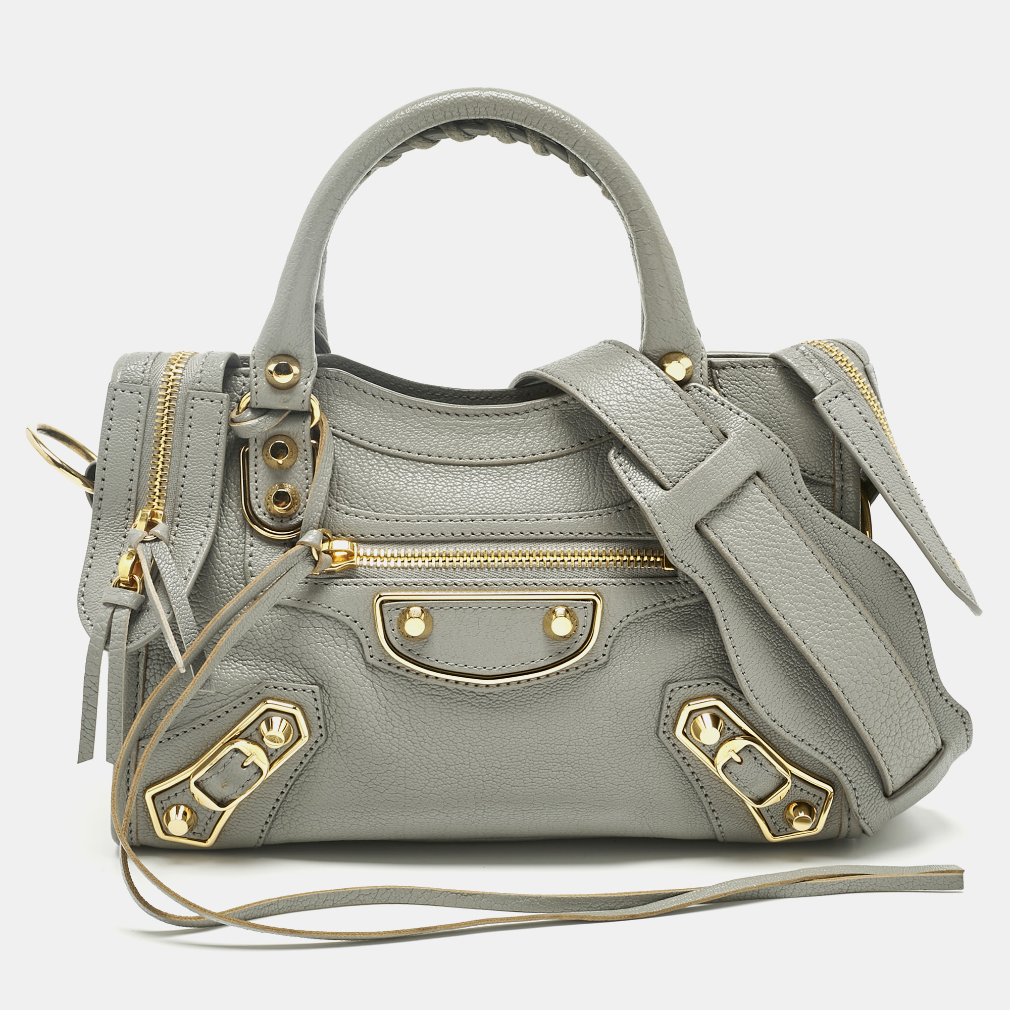 

Balenciaga Grey Leather Mini Metallic Edge Classic City Bag