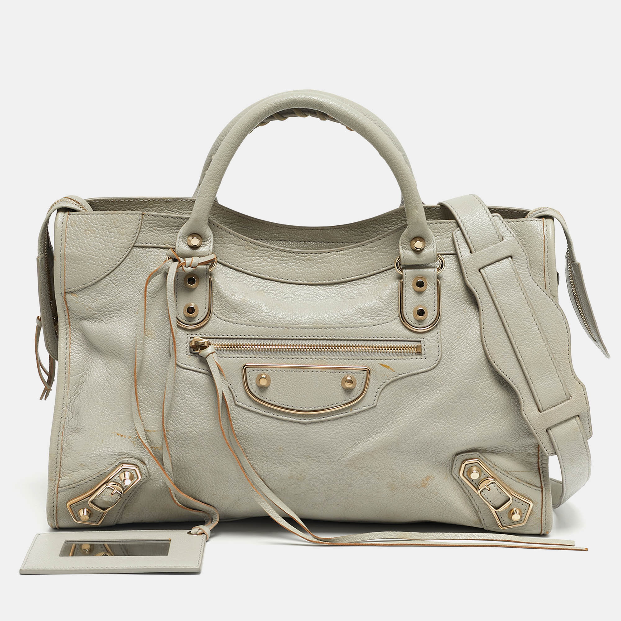 

Balenciaga Grey Leather Metallic Edge Classic City Bag