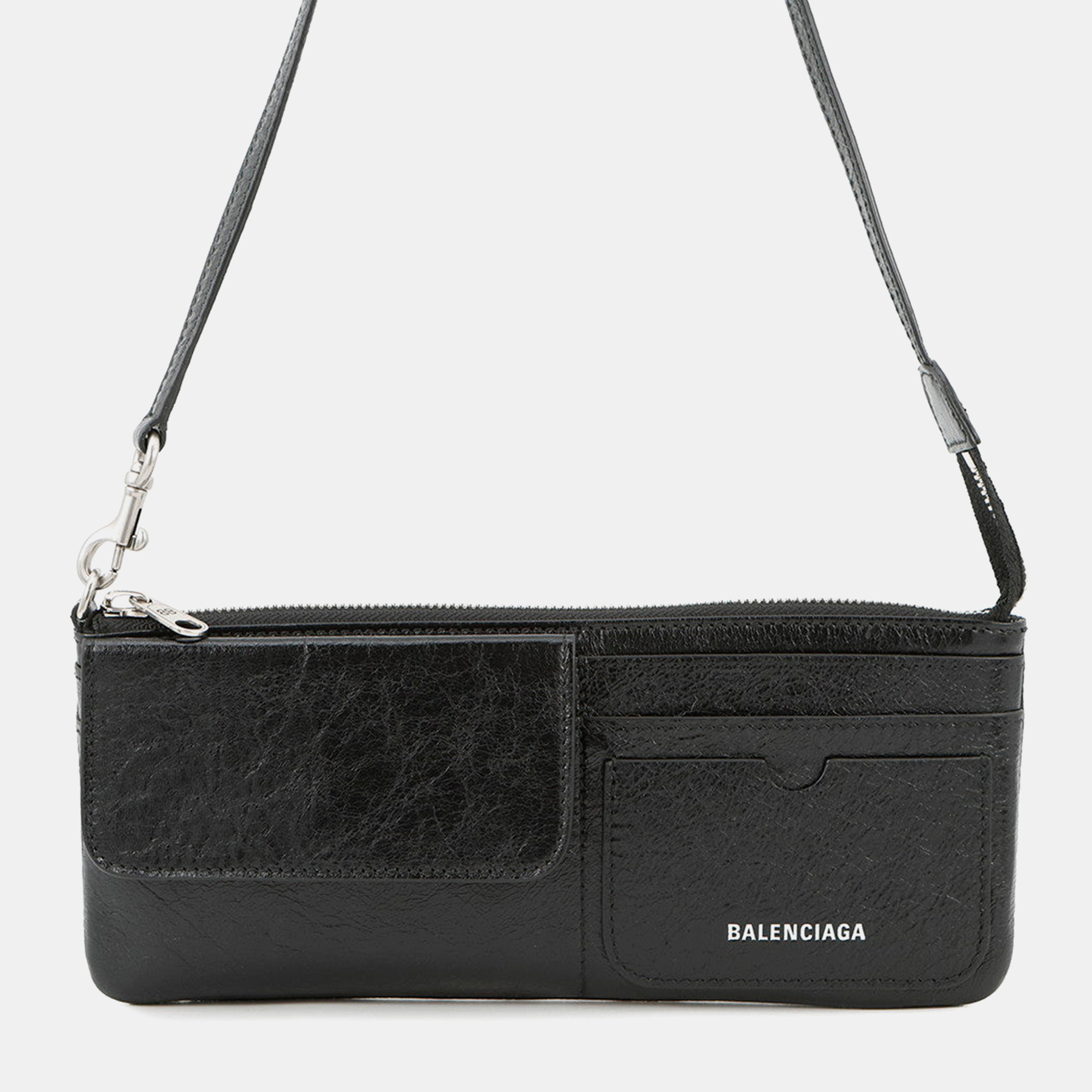 

Balenciaga Logo Superbusy Shoulder Bag Black Leather