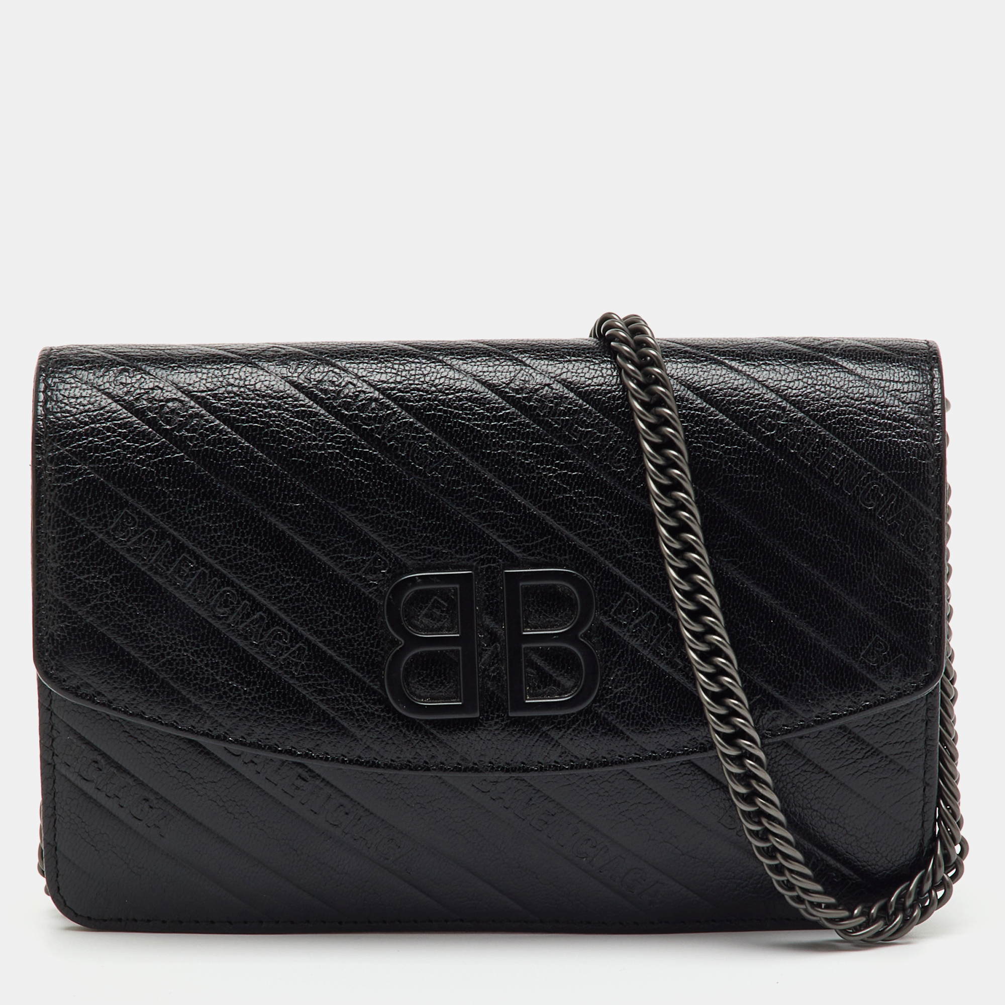 

Balenciaga Black Leather BB Wallet on Chain
