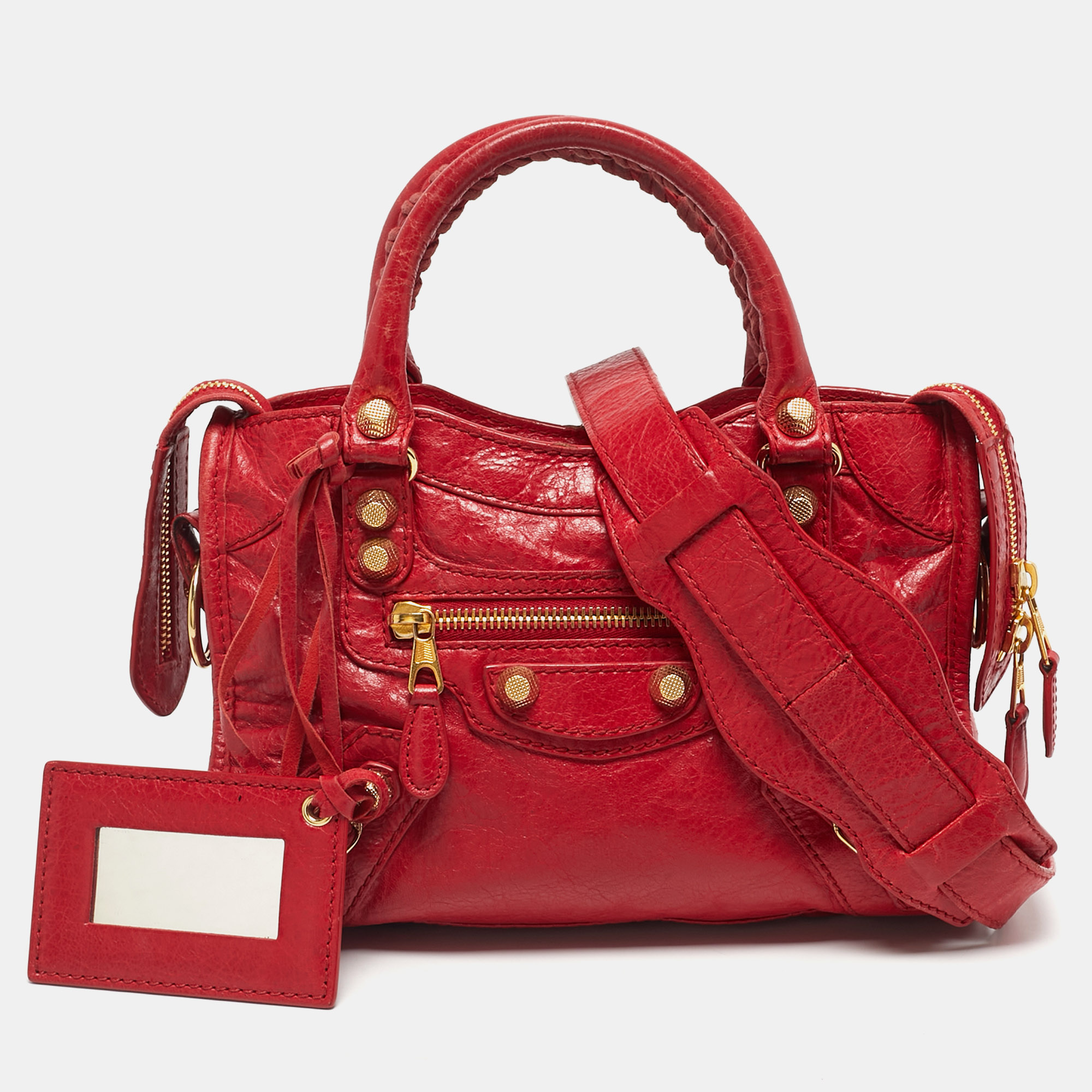 

Balenciaga Red Leather Mini Classic City Bag