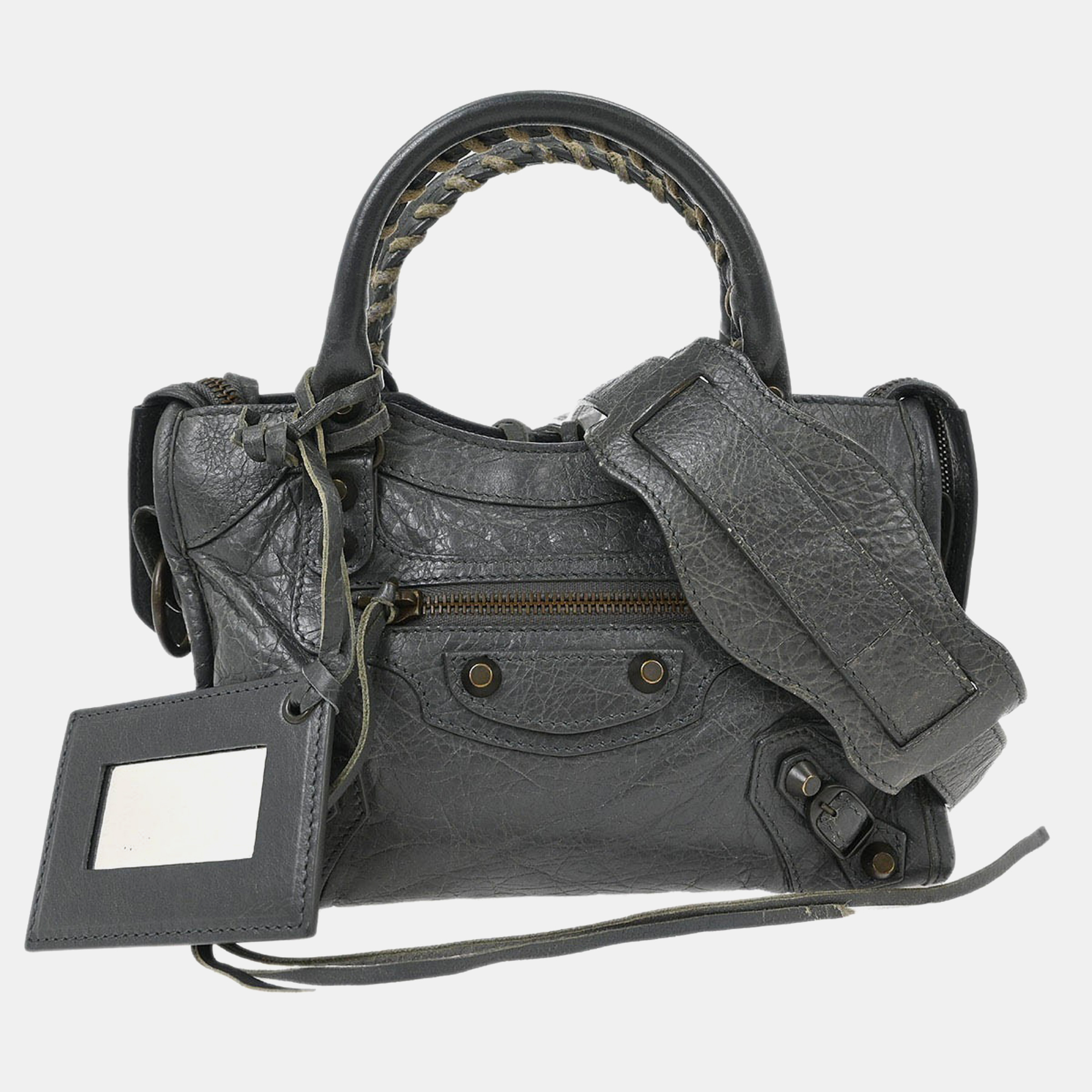 

Balenciaga Gray Classic Mini City 2way Handbag, Grey