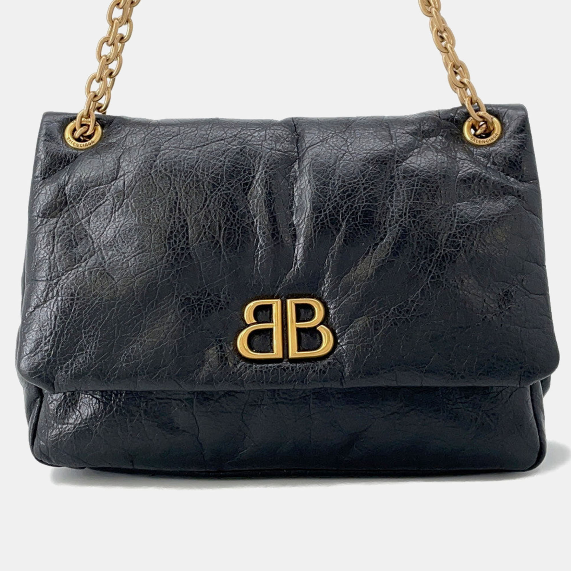 

Balenciaga Monaco Chain Black Leather Shoulder Bag