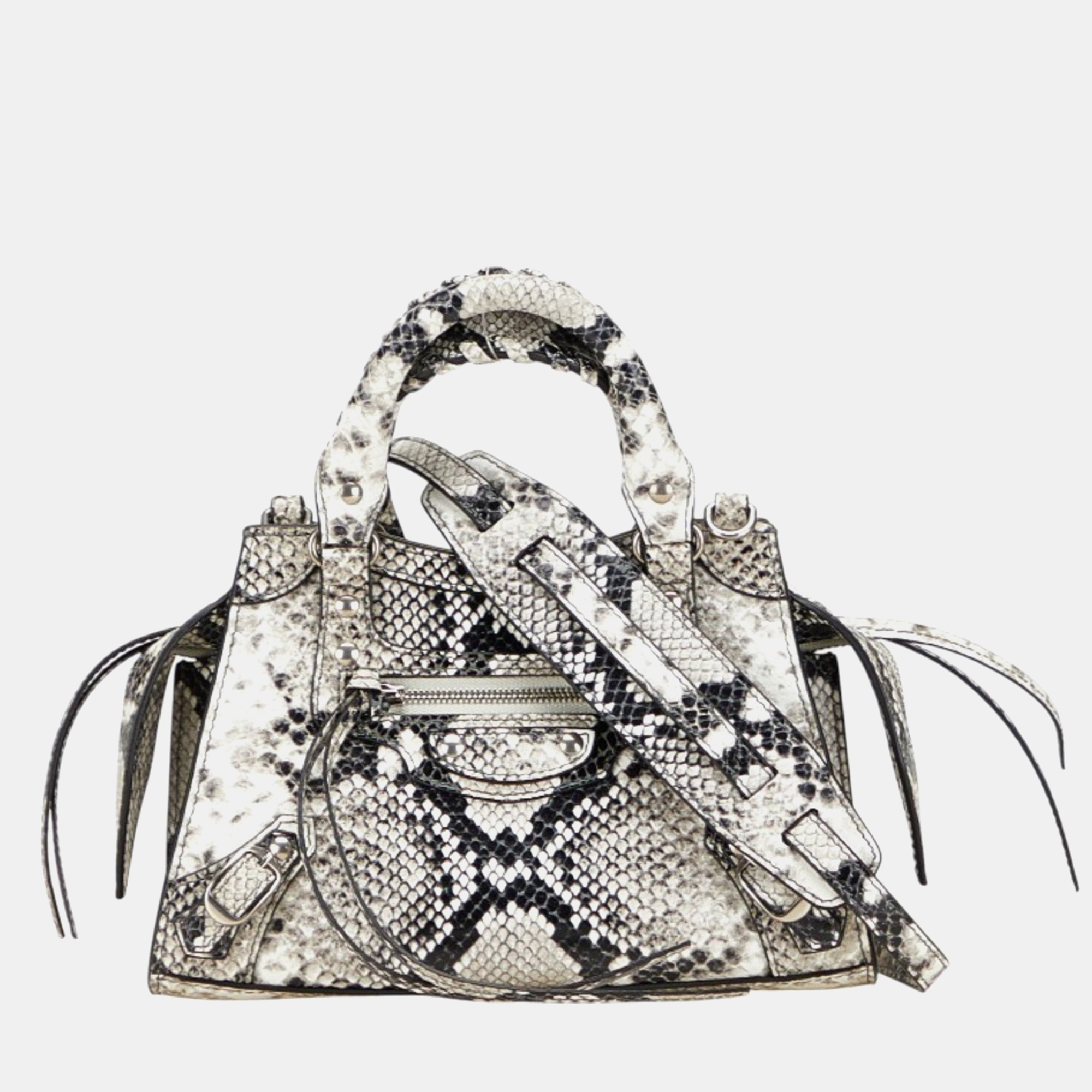 

Balenciaga Neo Classic City Mini Handbag/Shoulder Bag In Python Embossed Leather Black And White