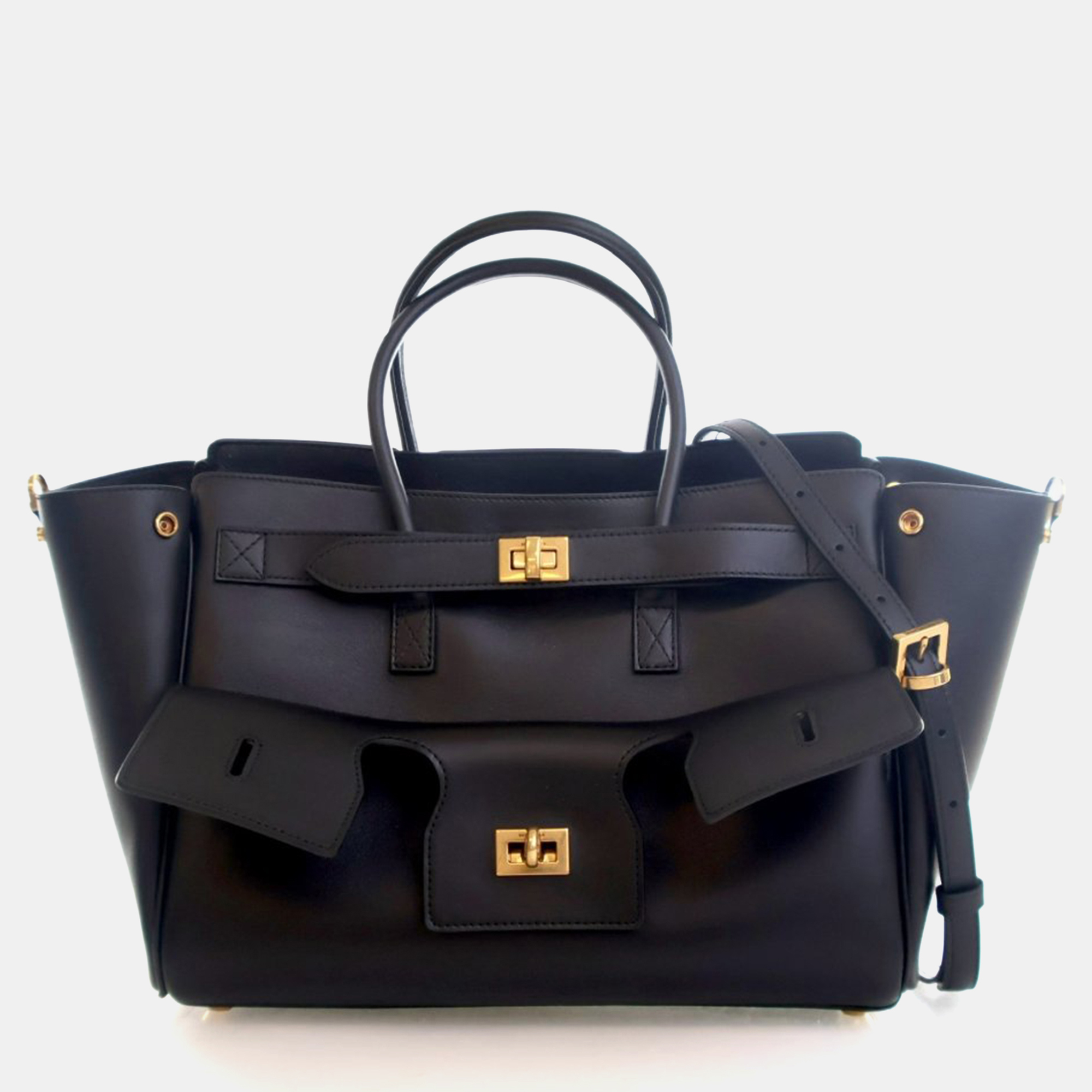 Pre-owned Balenciaga Small Calfskin Bel Air Carry All Tote In Black