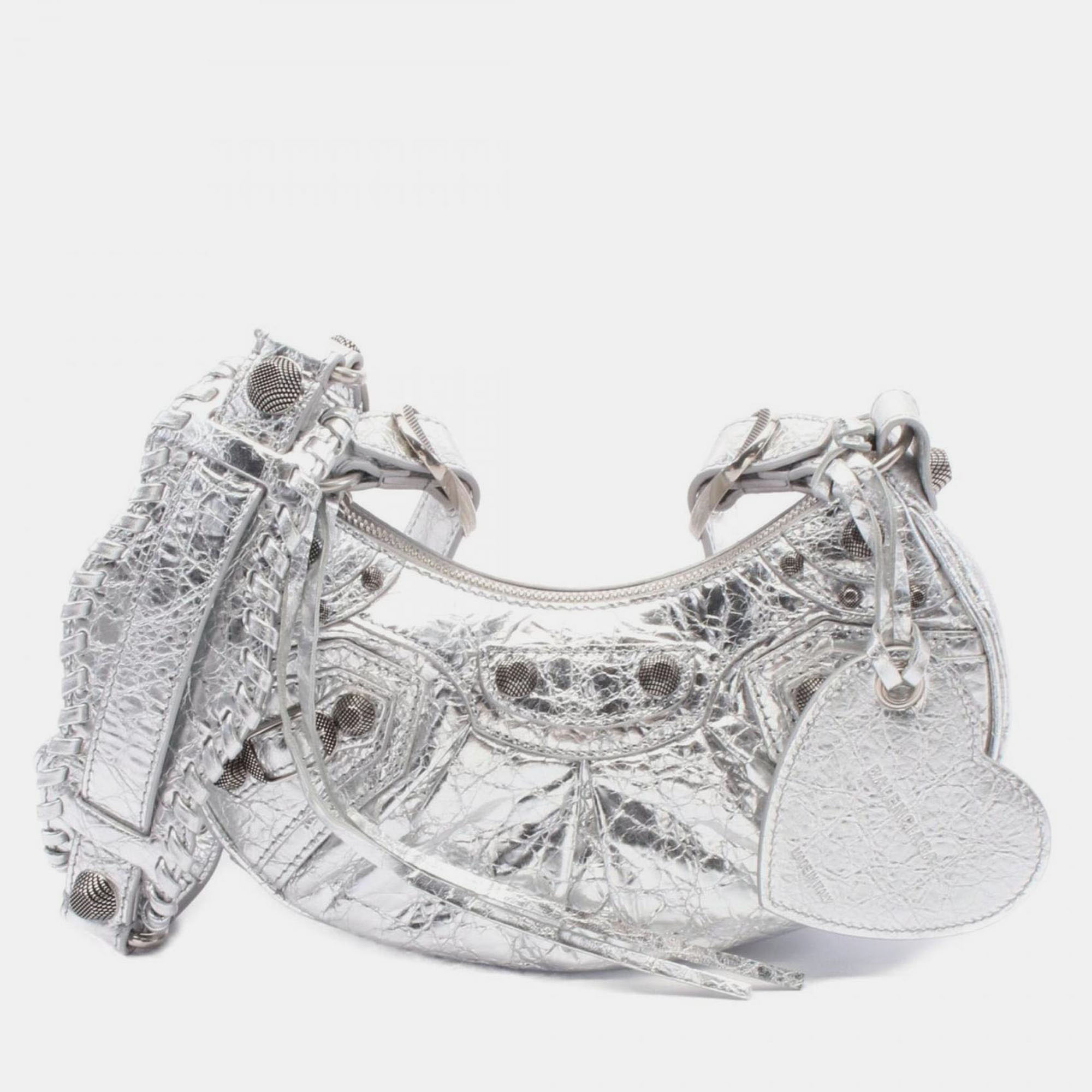 

Balenciaga Le Cagole Leather Shoulder Bag Silver