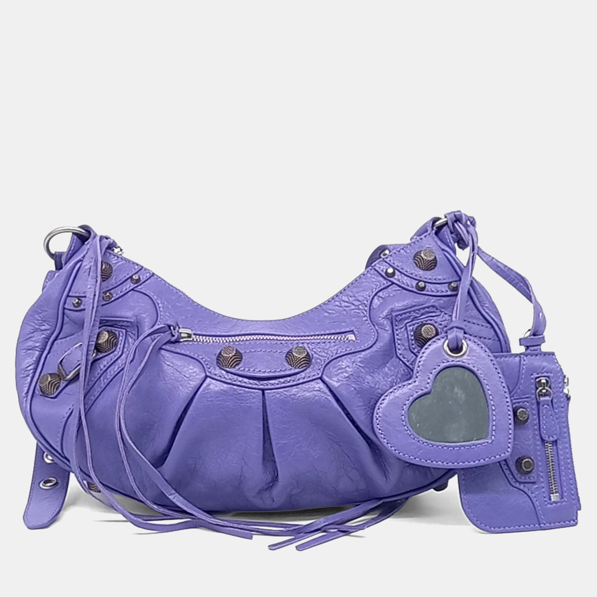 Pre-owned Balenciaga Purple Leather Le Cargo Bag Small