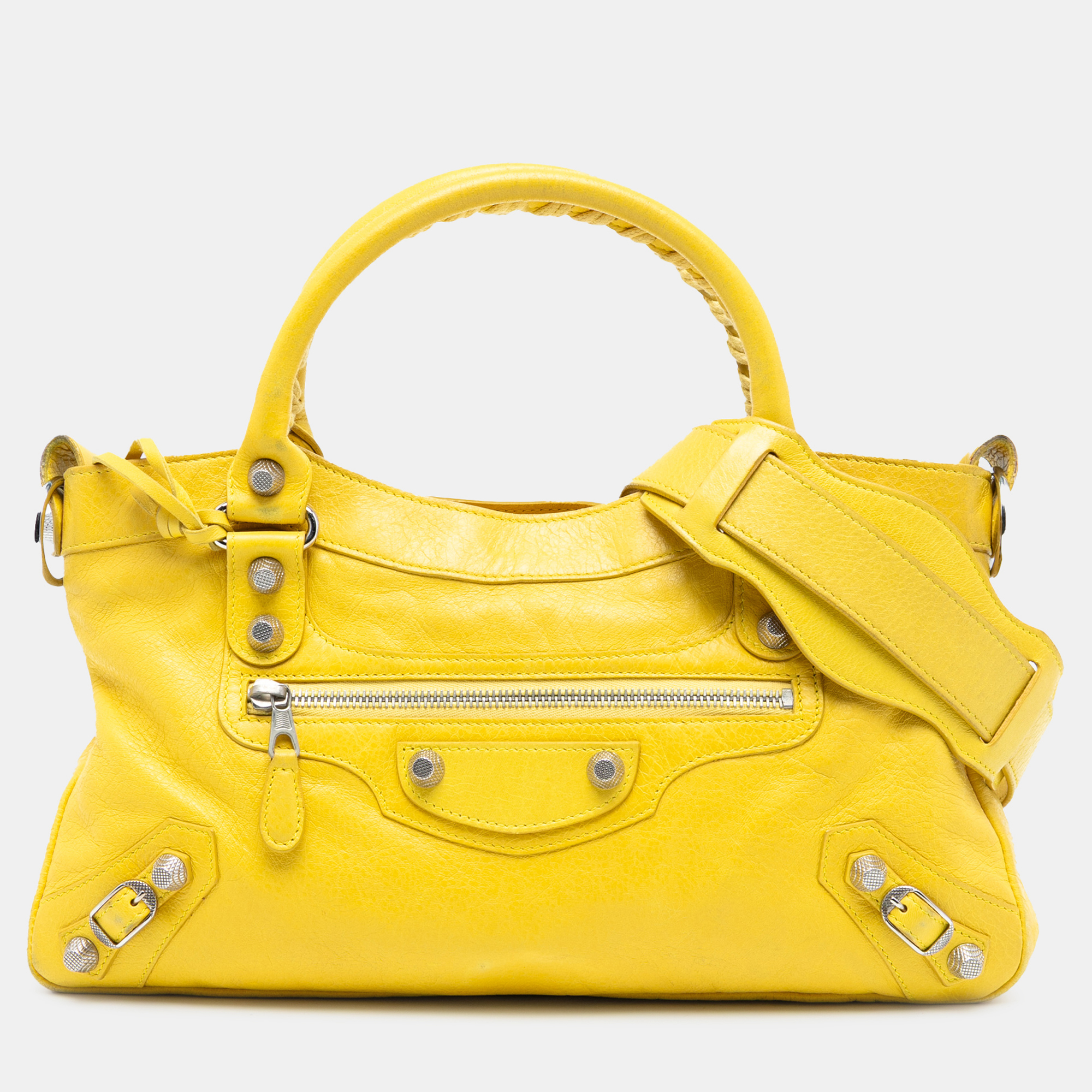 

Balenciaga Yellow Lambskin Motocross Giant 21 First Satchel
