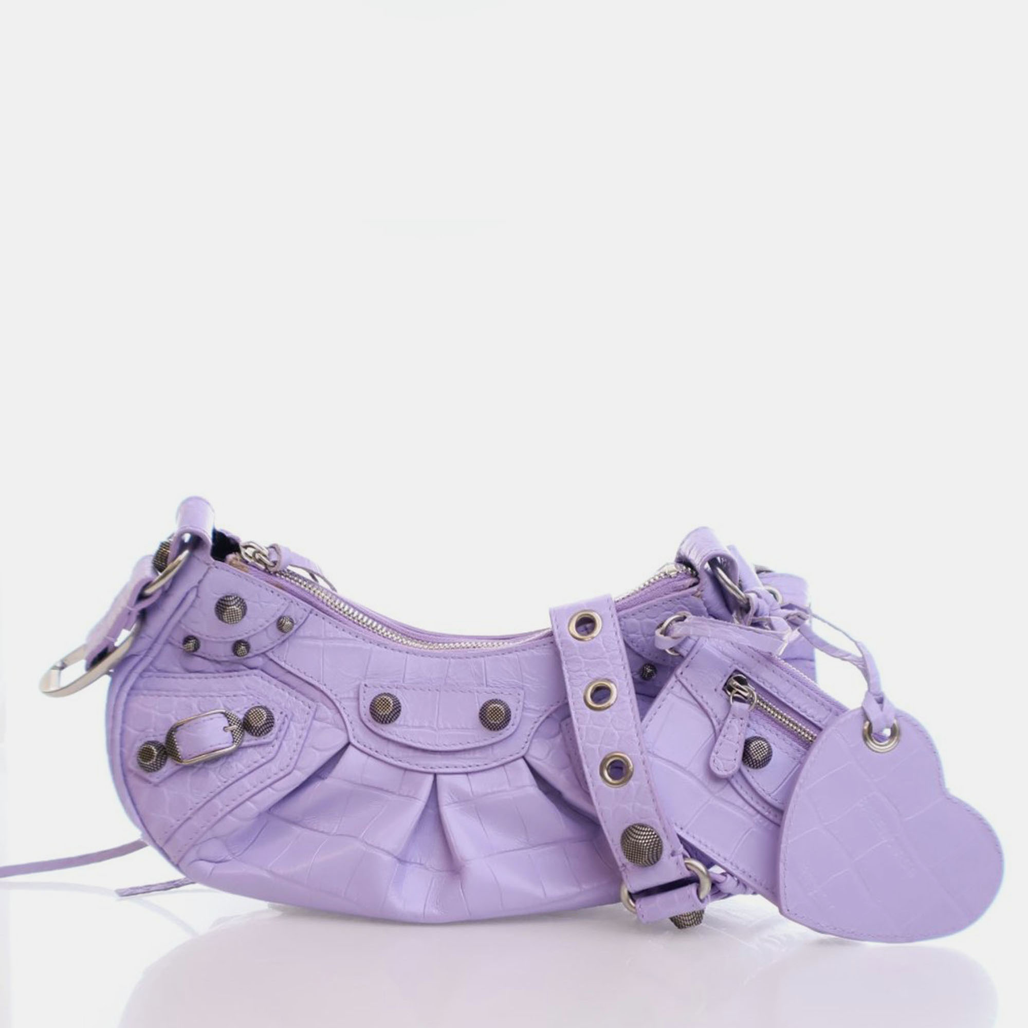 

Balenciaga Purple Embossed Crocodile Le Cagole