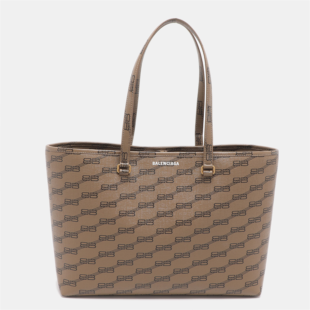 

Balenciaga BB Medium Beige/Brown Monogram Coated Canvas Tote
