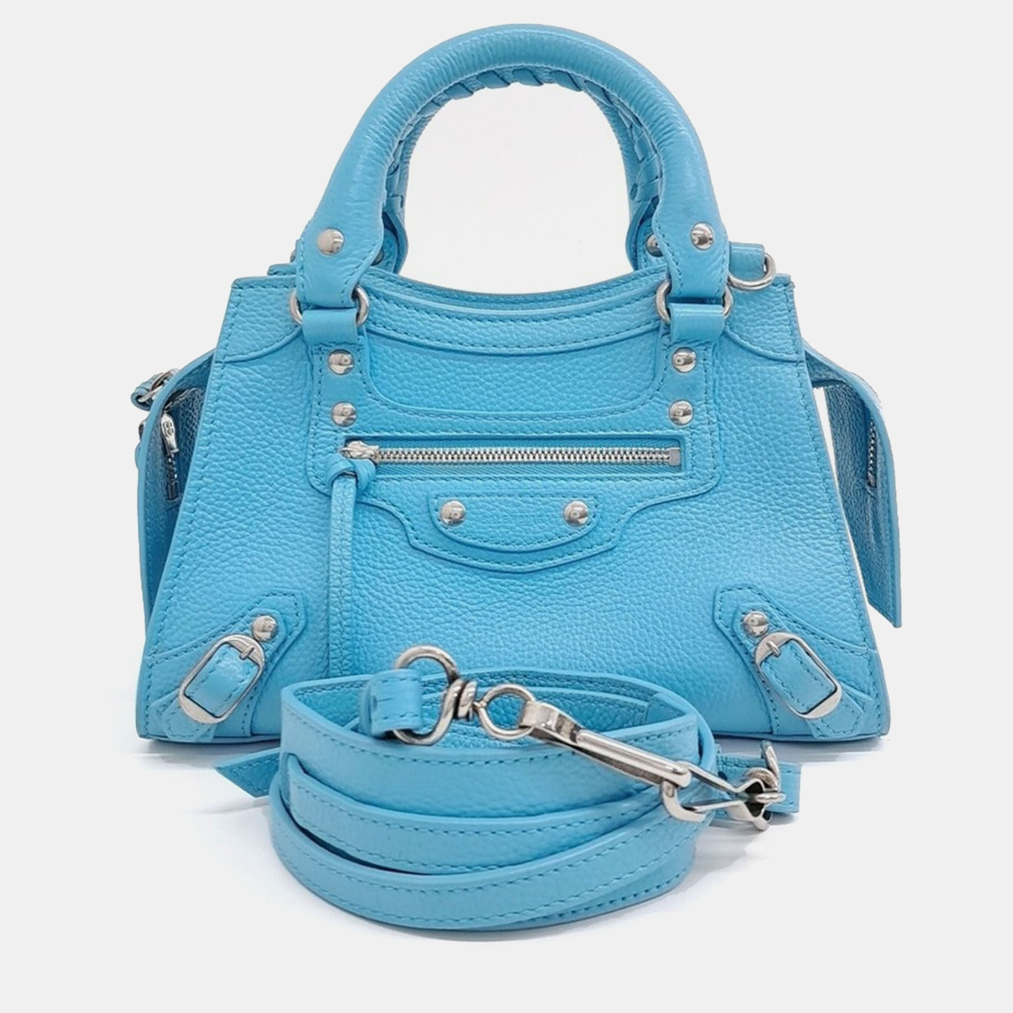 

Balenciaga Sky Blue Leather Neo Classic Mini Top Handle Bag