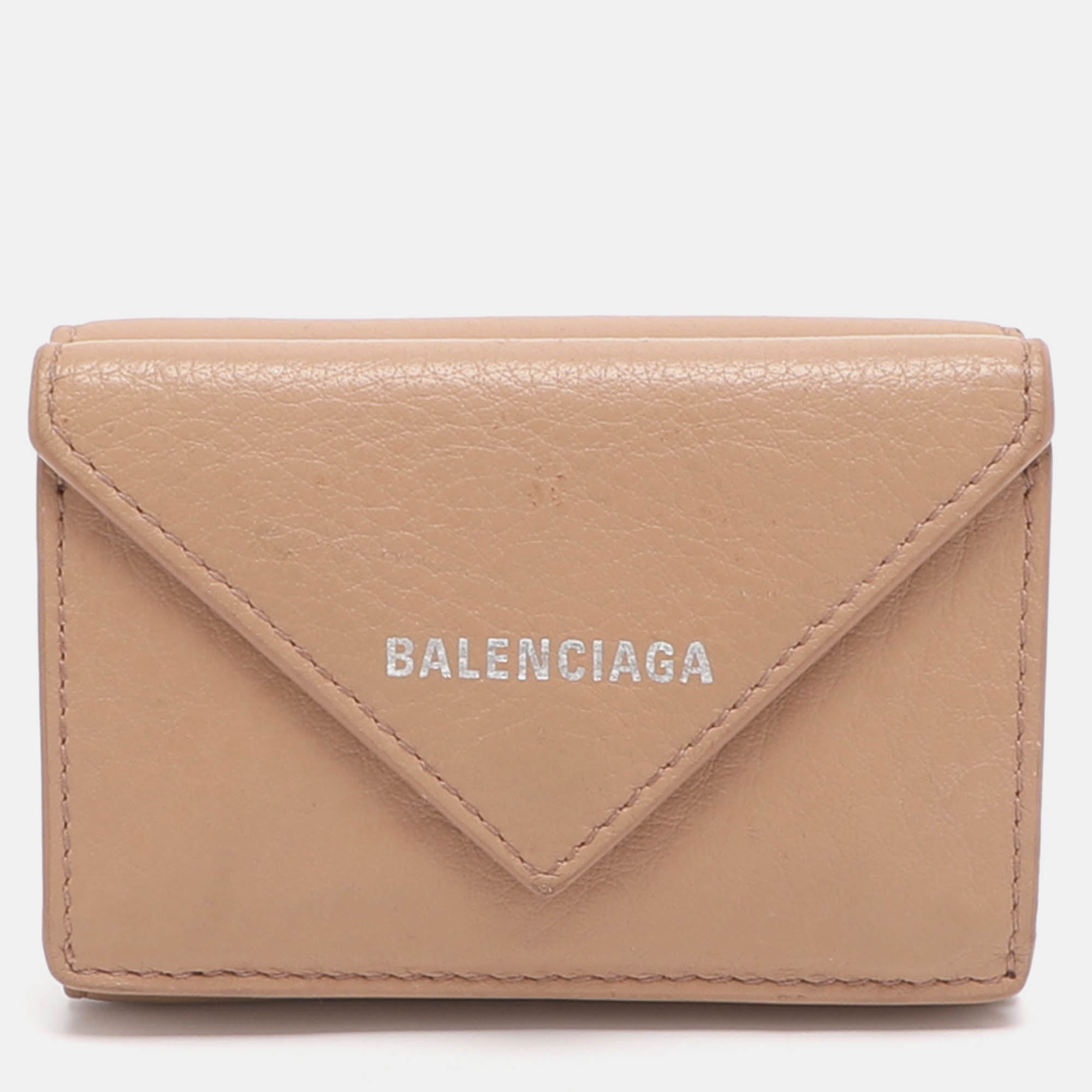 

Balenciaga Papier Mini Beige Leather Card Case