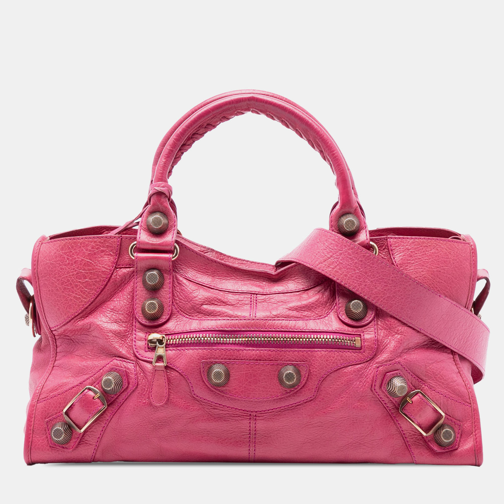 

Balenciaga Pink Lambskin Motocross Giant 21 Part Time Satchel
