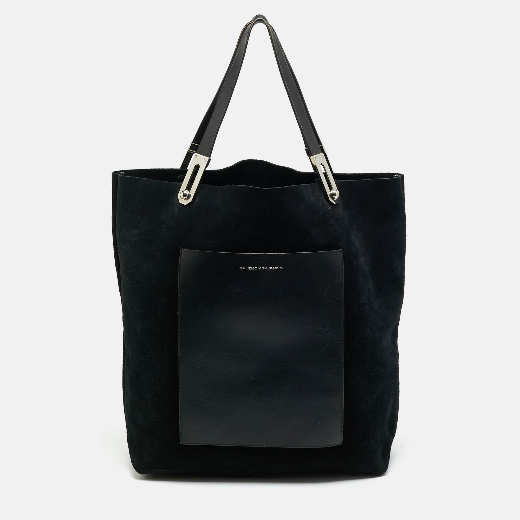 

Balenciaga Pocket Black Leather and Suede Tote