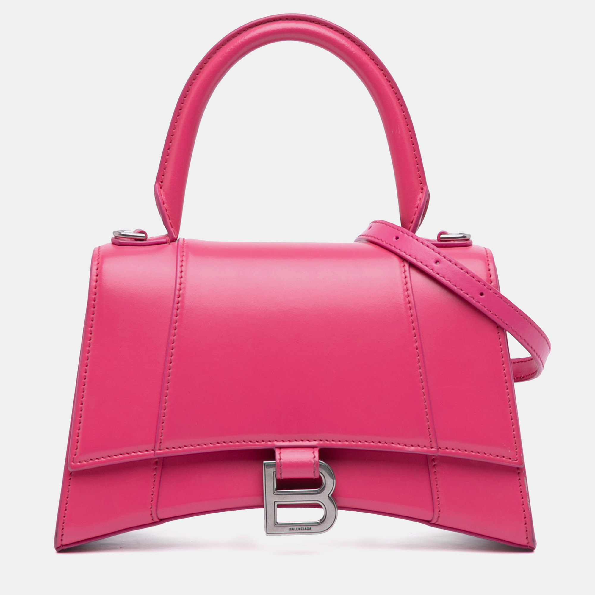 

Balenciaga Pink Small Shiny Box Calfskin Hourglass Satchel