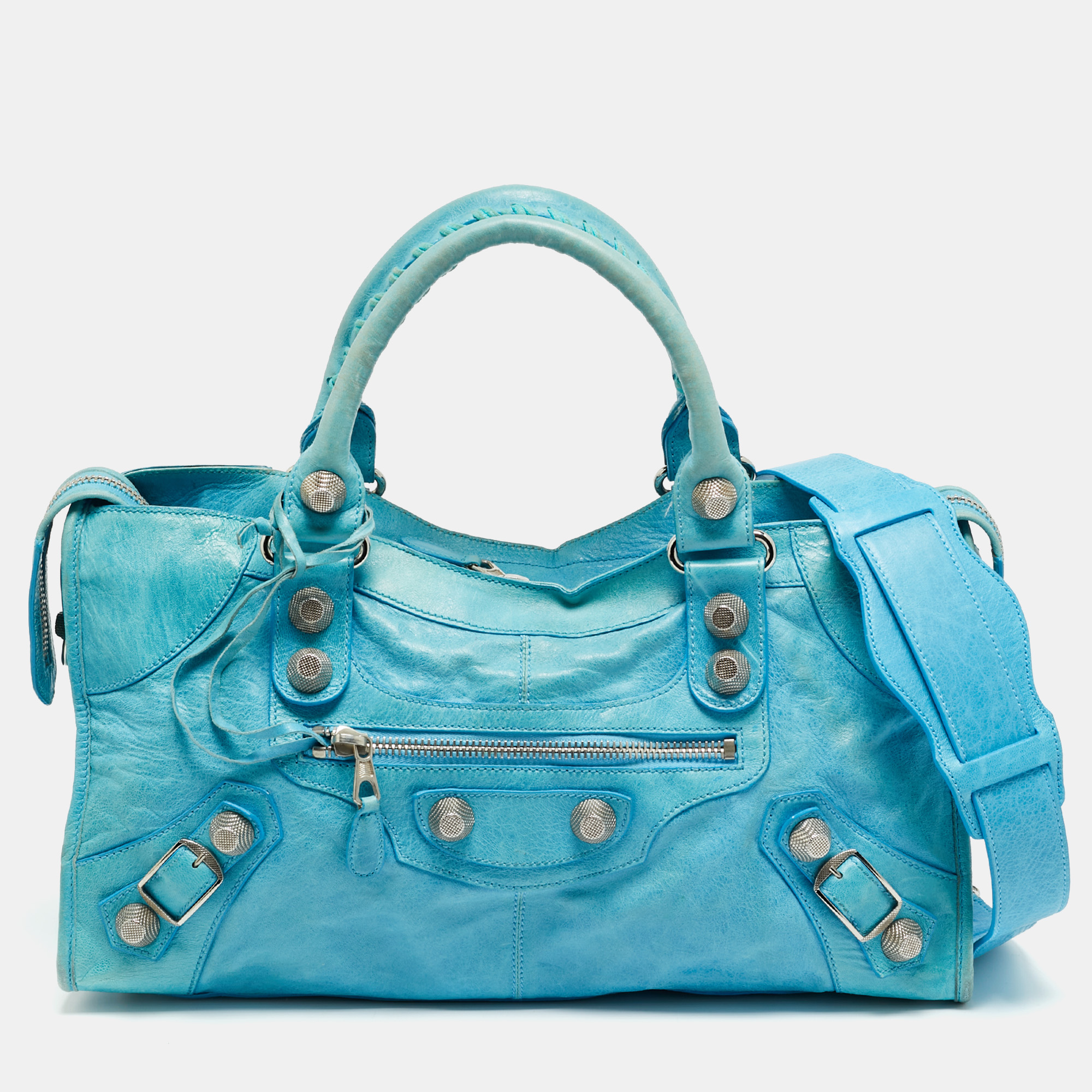 

Balenciaga SGH Part Time Light Blue Leather Tote